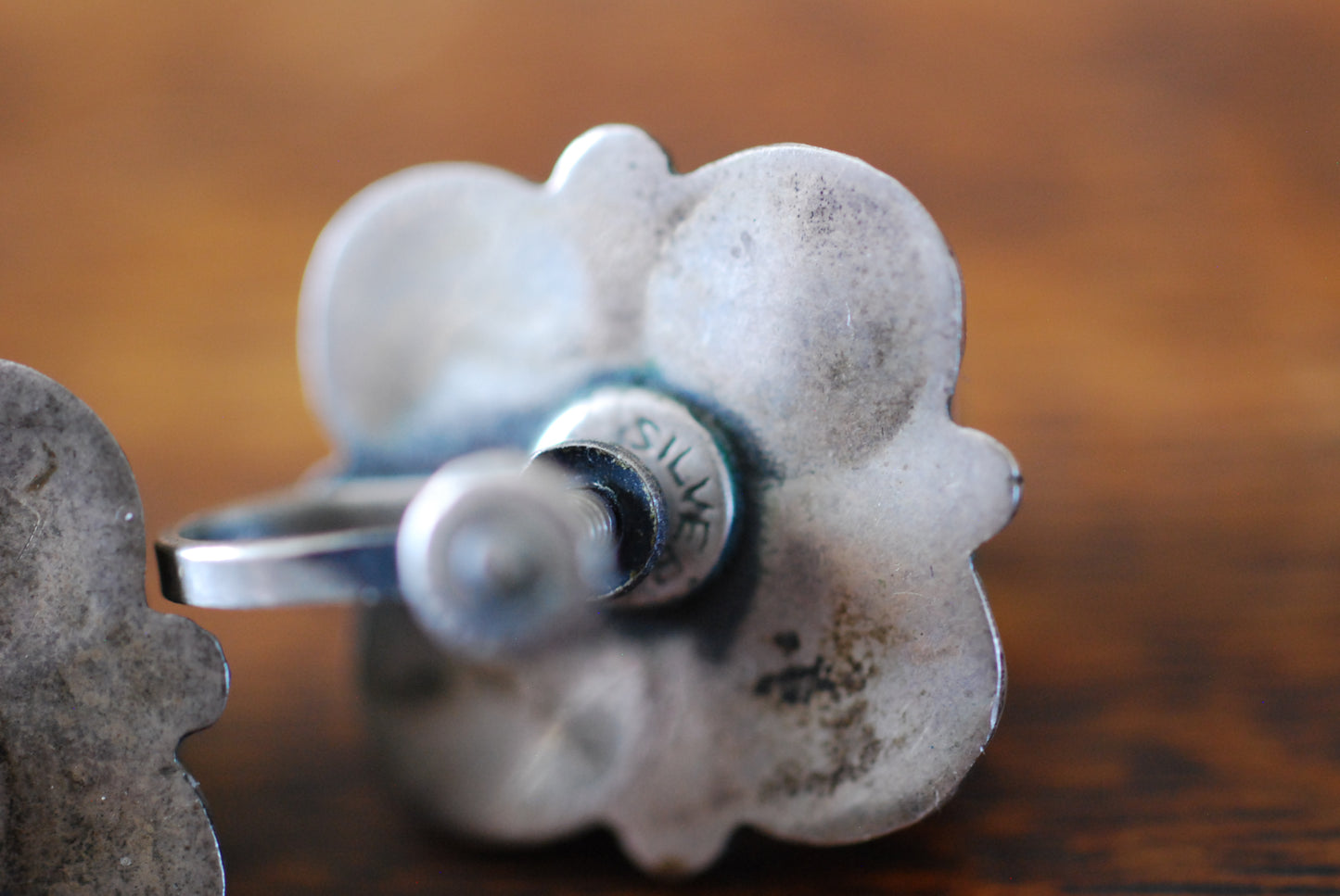 Silver and Green Onyx Warrior Face Earrings Mexico