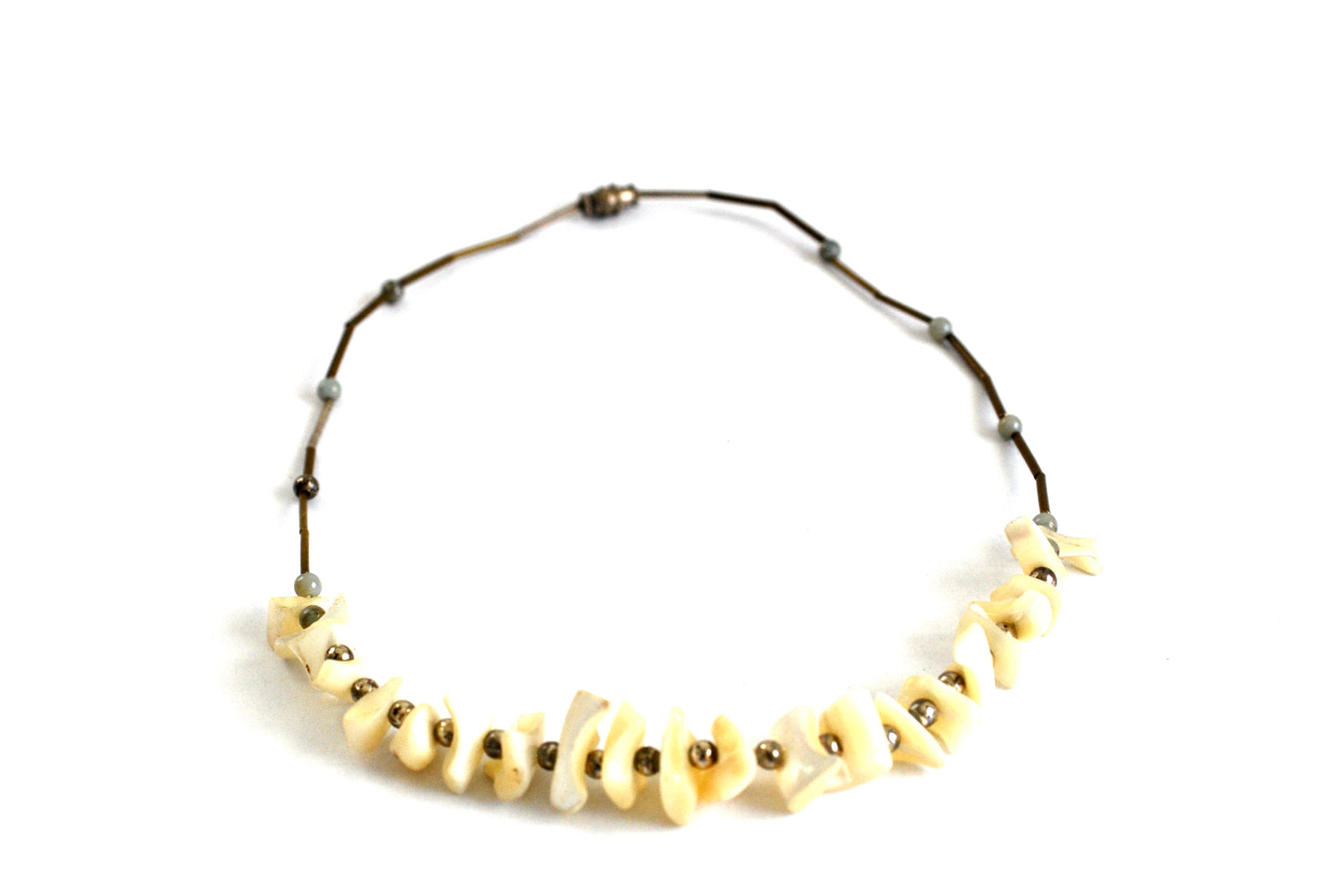 Vintage 1970s Chunky BoHo Style Mother of Pearl Necklace