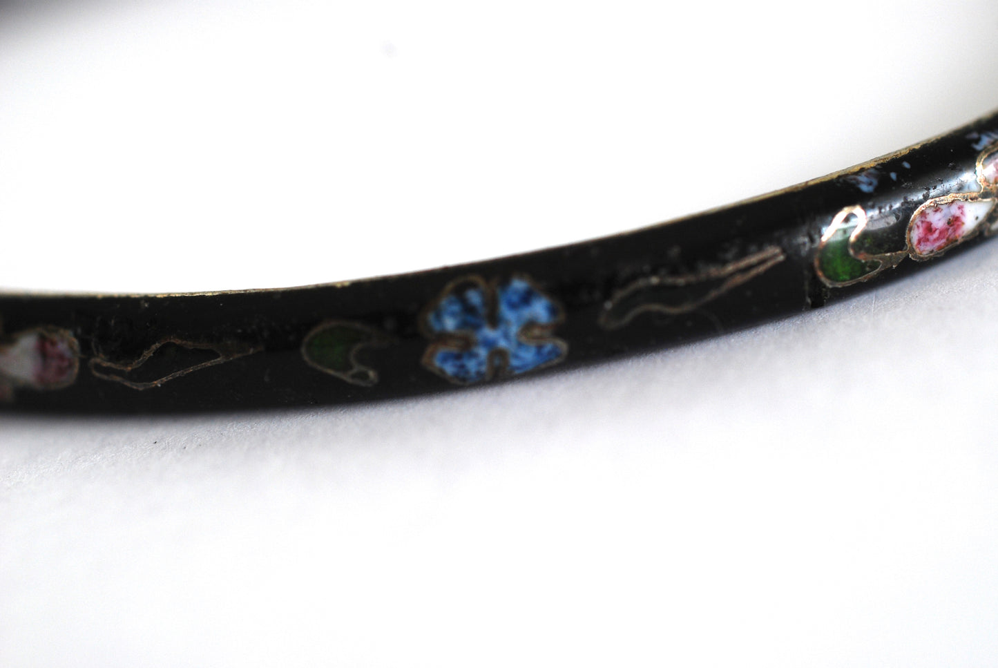Vintage Black Cloisonné Thin Bracelet