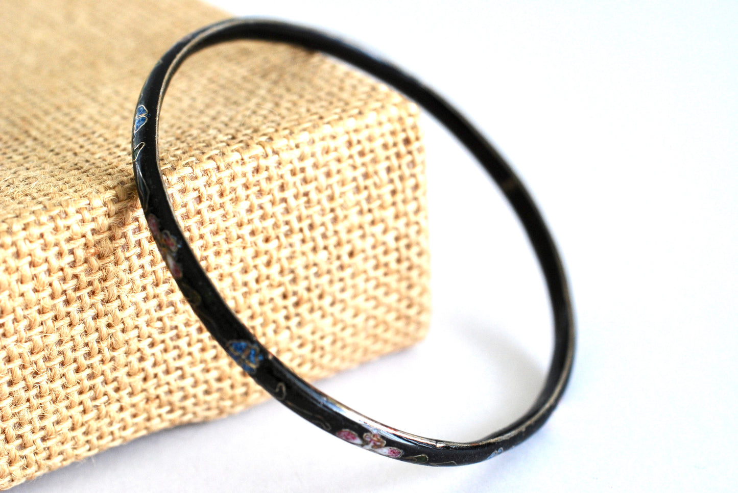 Vintage Black Cloisonné Thin Bracelet