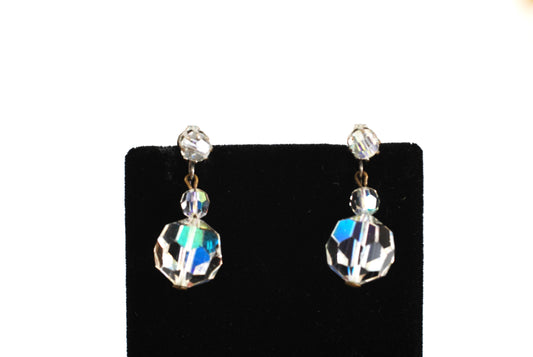 Faceted Aurora Borealis Crystal Drop Earrings