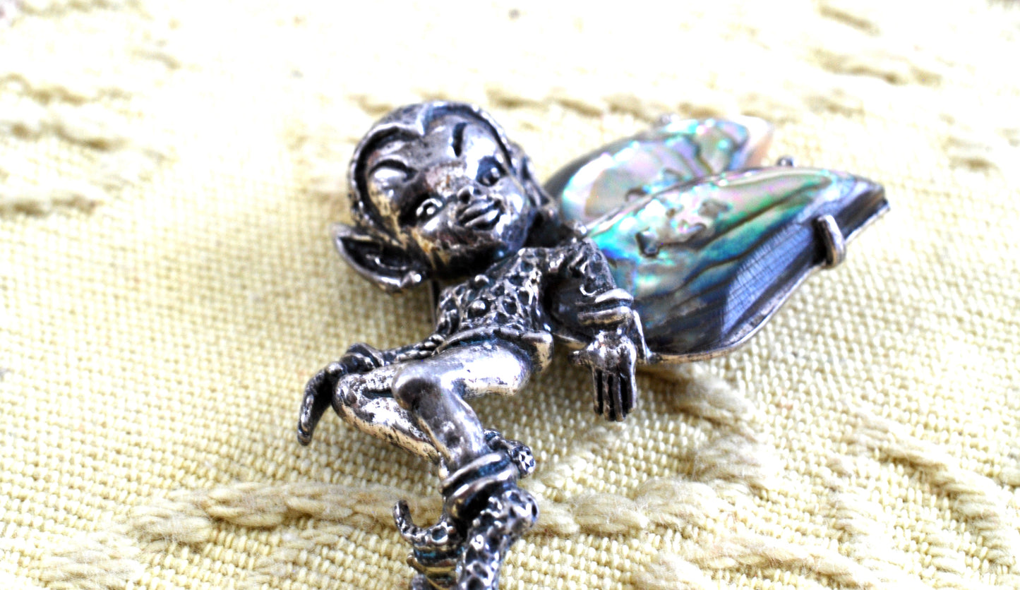 Sterling Silver Pixie Brooch By Cyvra