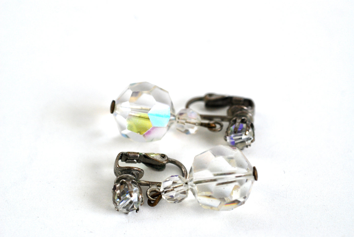 Faceted Aurora Borealis Crystal Drop Earrings