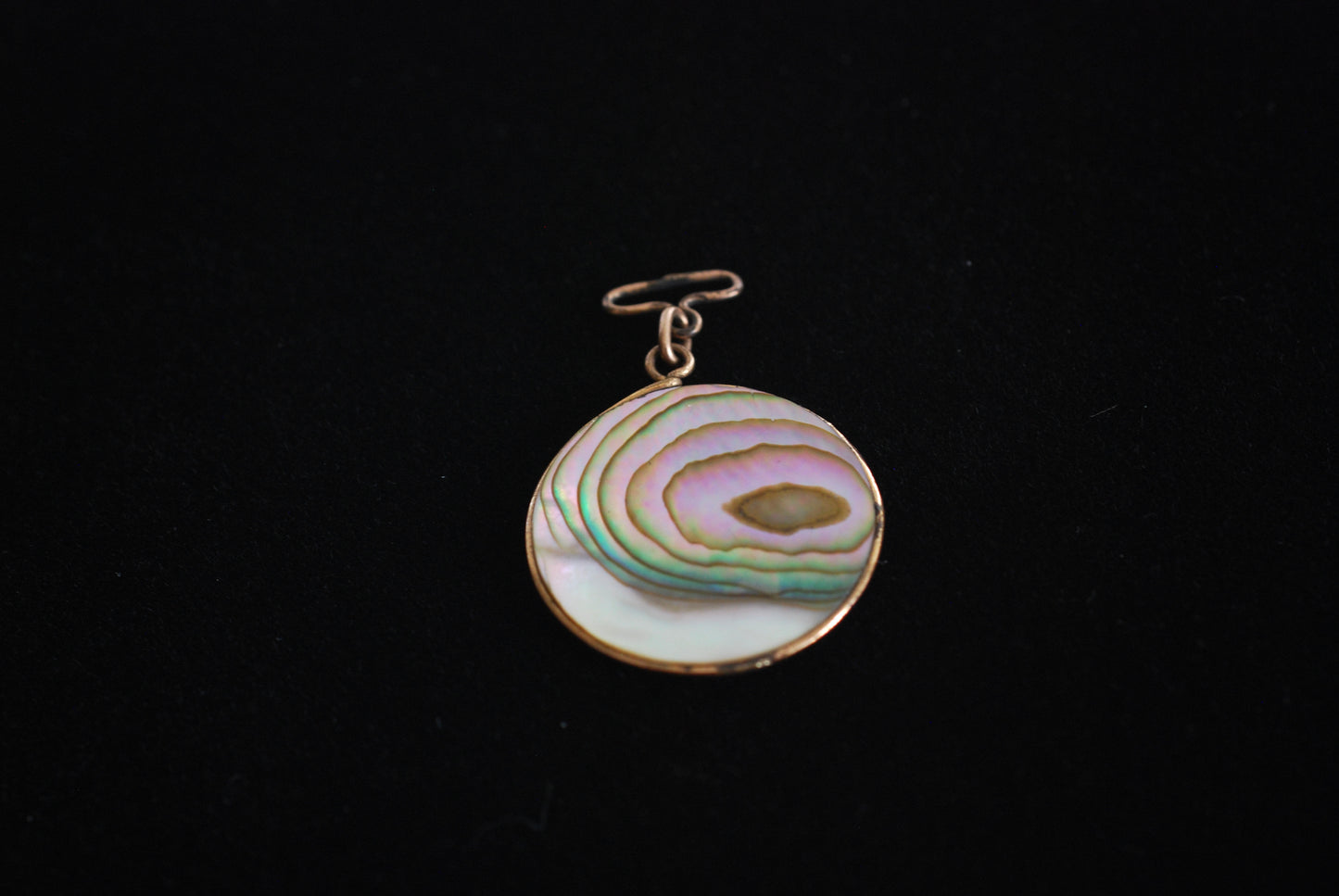 Antique Abalone Shell Disc Pendant