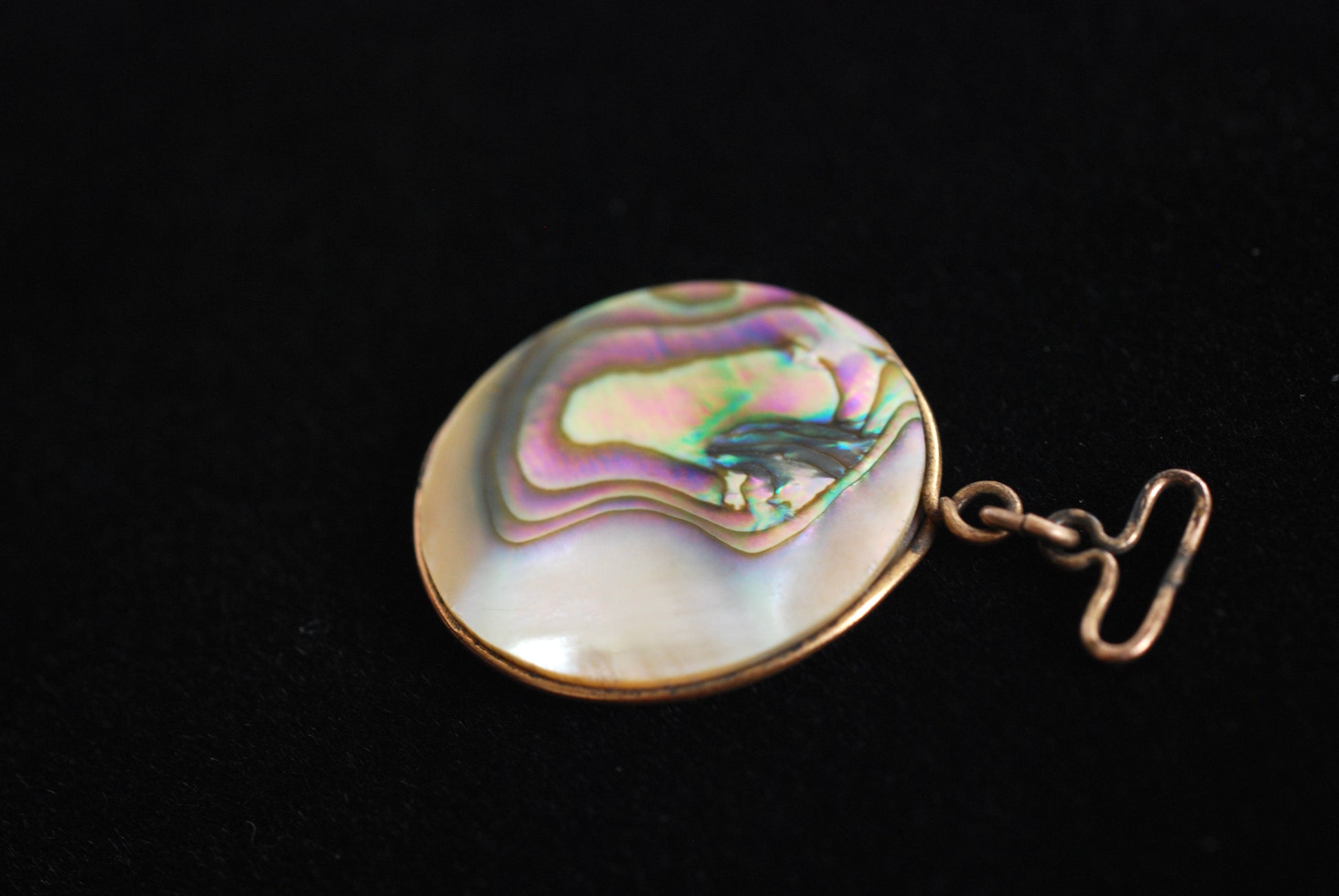 Antique Abalone Shell Disc Pendant