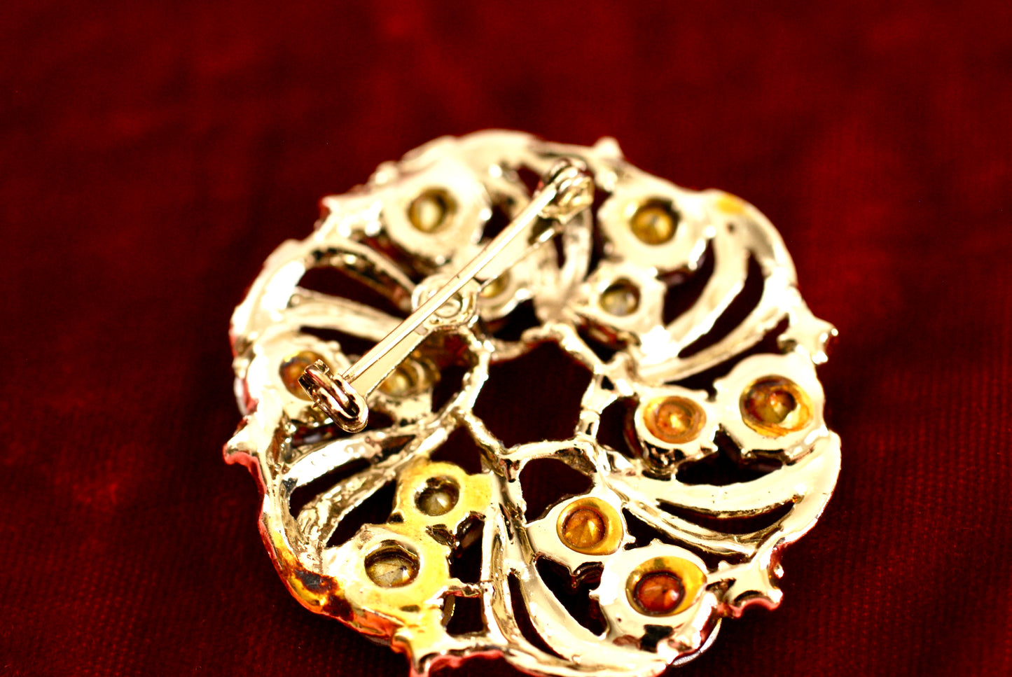 Vintage Circle Brooch AB Rhinestones