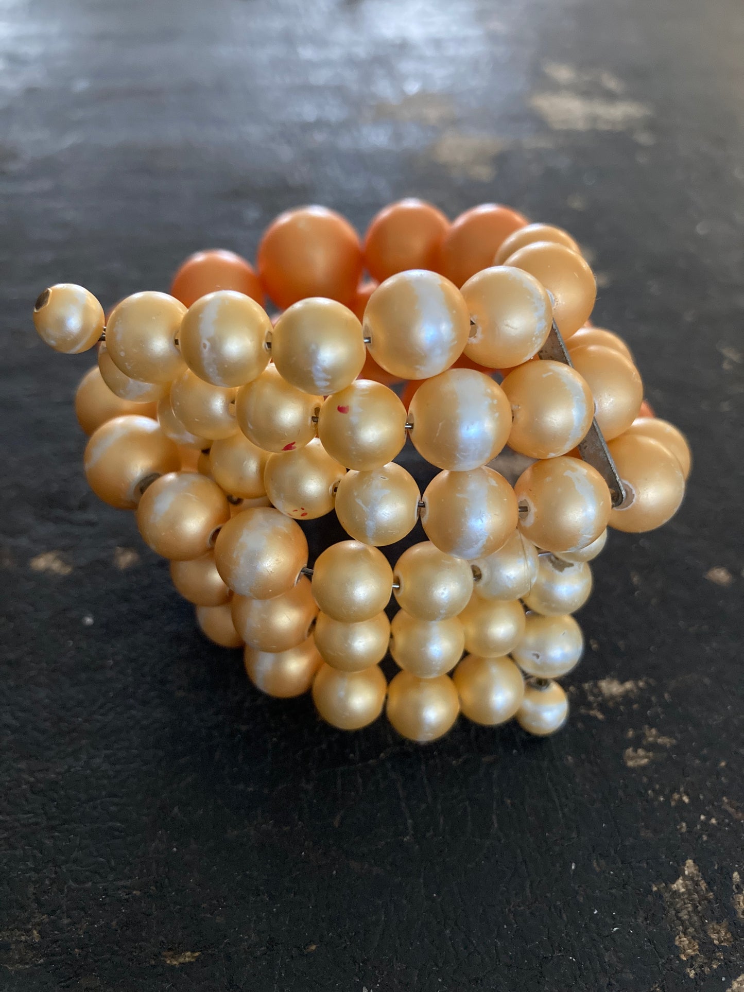 Peach Memory Wire Beaded Bracelet