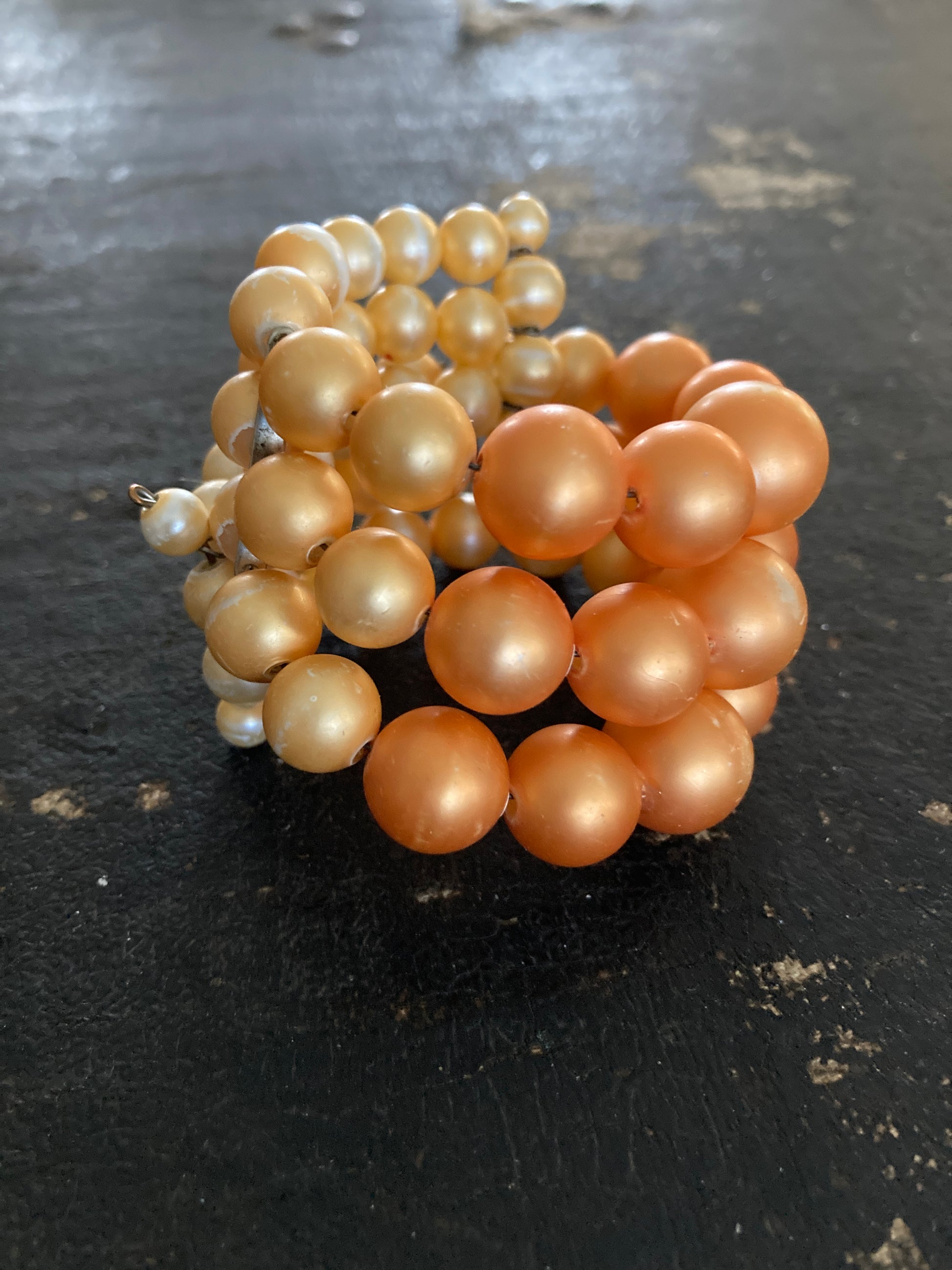 Peach Memory Wire Beaded Bracelet