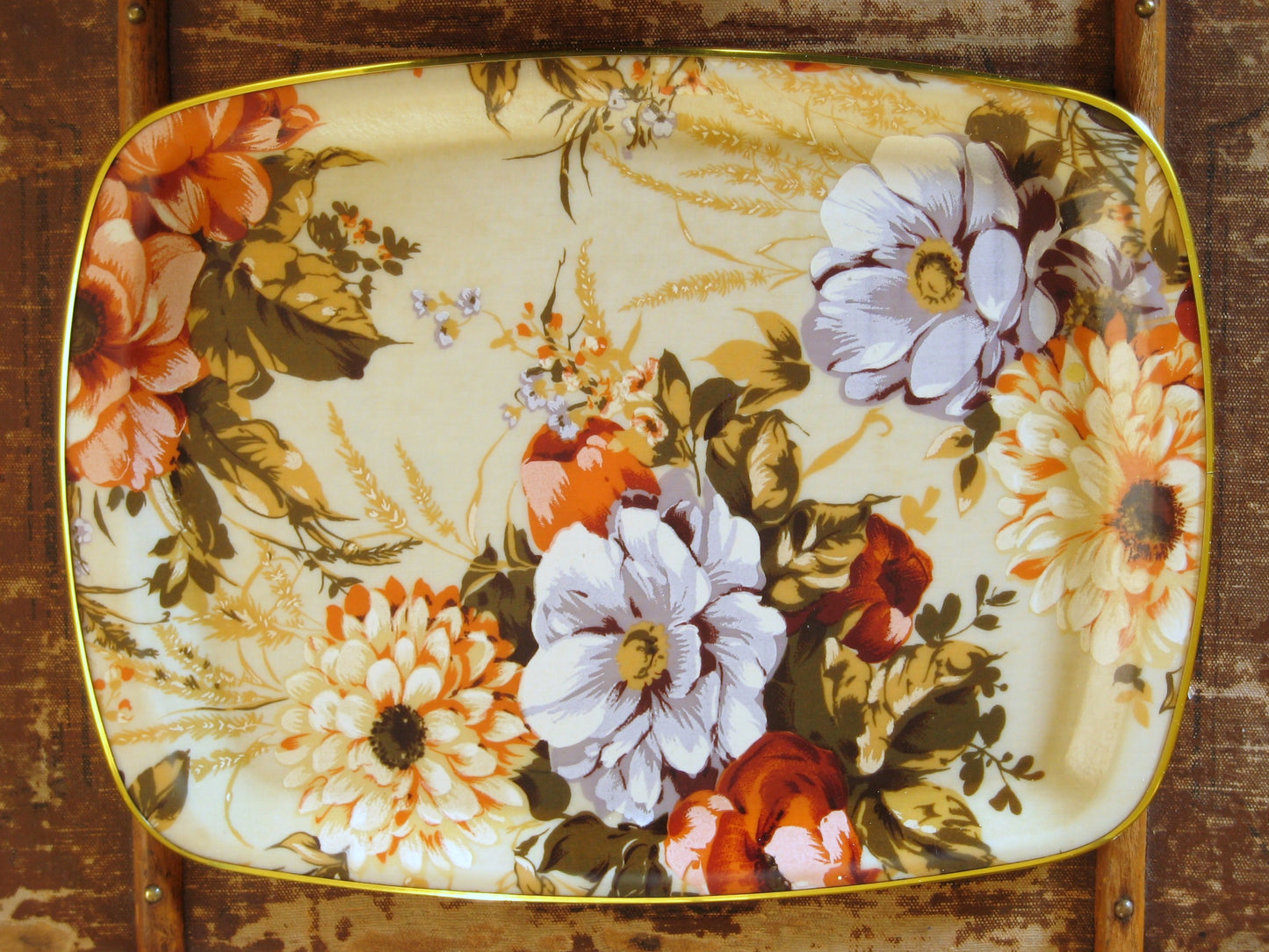 Floral Fiberglass Tray in autumn colors