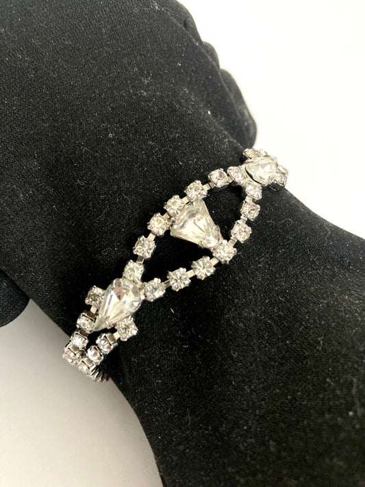 Double Strand Clear Rhinestone Bracelet w/Centerpiece