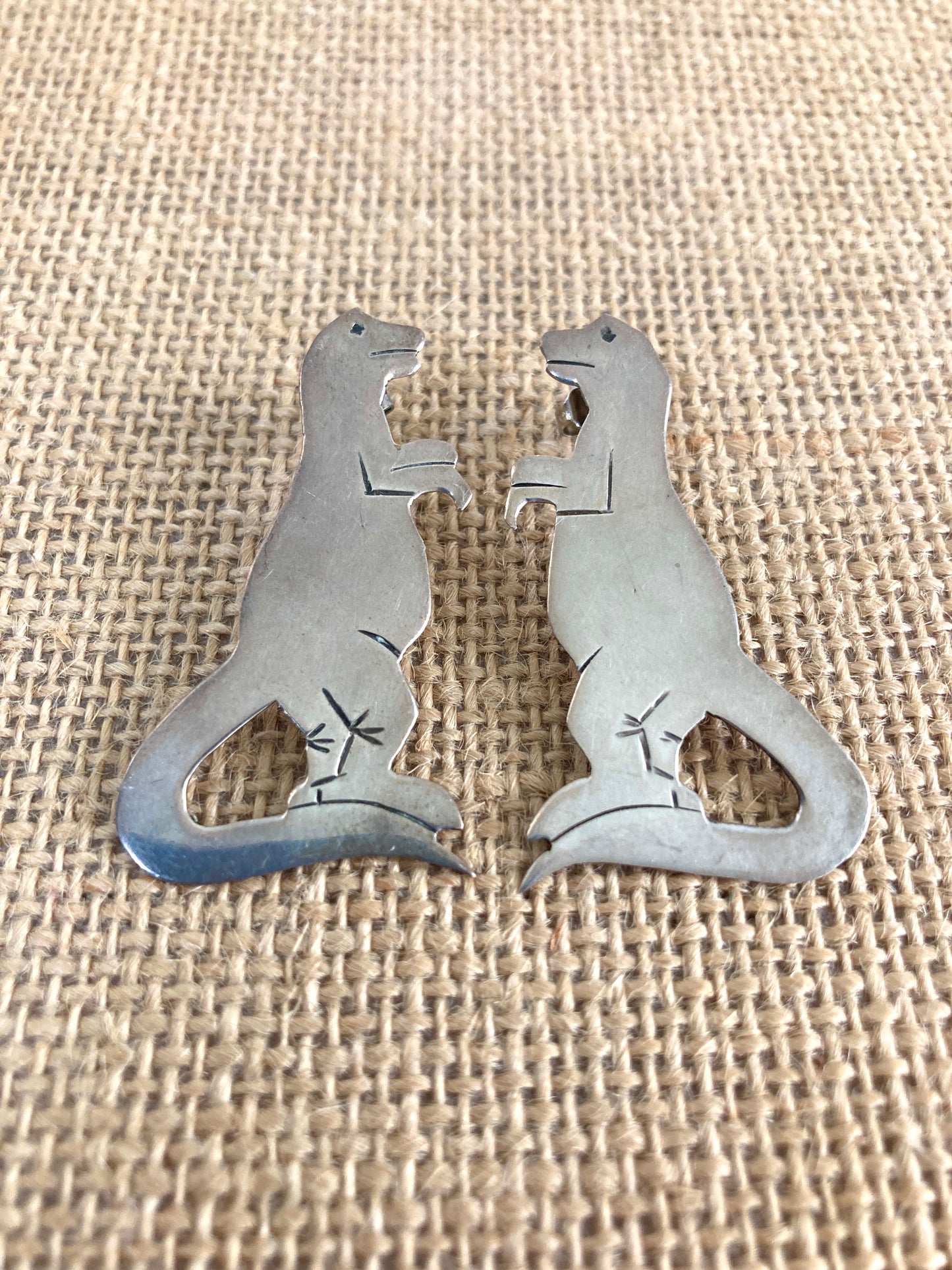 Sterling Silver T-Rex Dinosaur Earrings