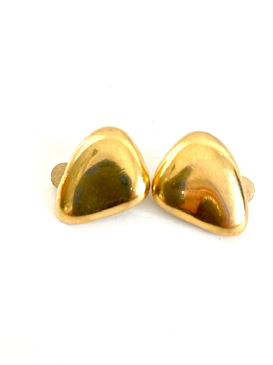 Gold Tone Abstract Bean Earrings