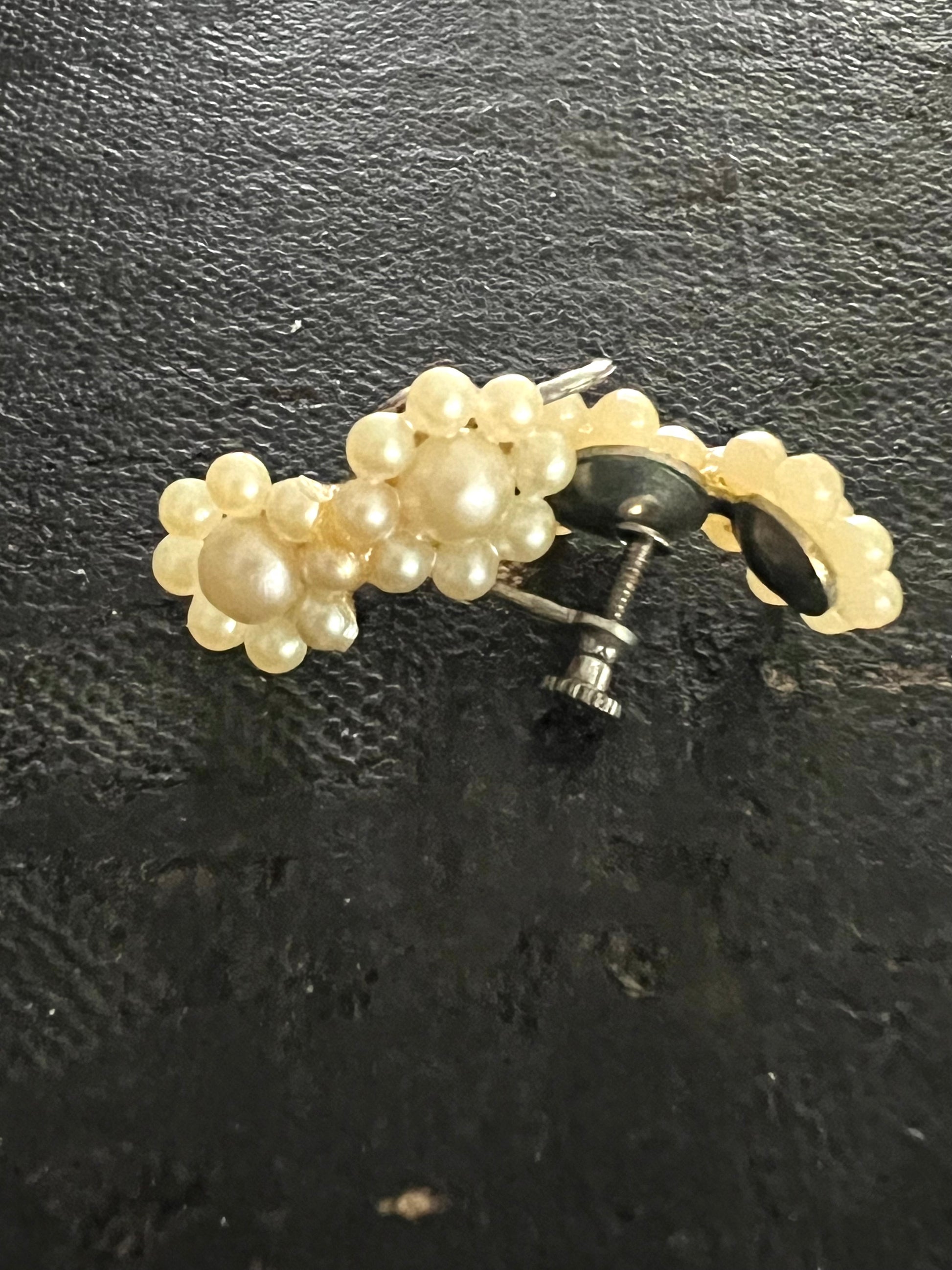Pearlized Floral Cluster Screw Back Earrings