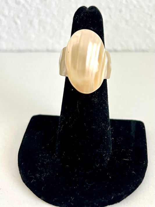 Hand Carved Statement Shell Ring Mother of Pearl 