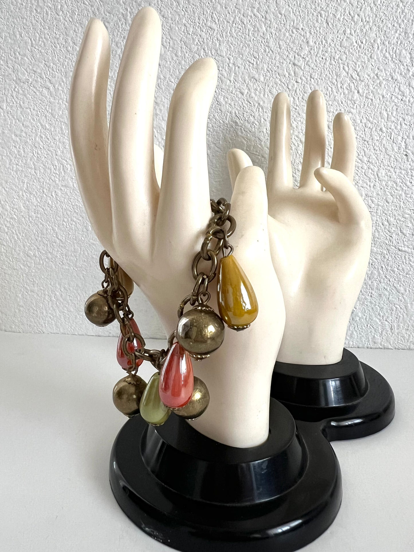 Charm Style Bracelet with Brass and Glass Baubles