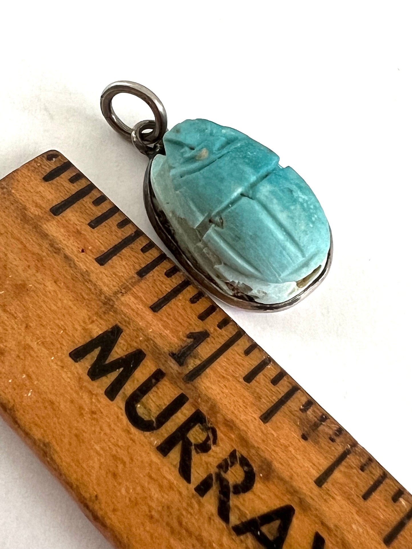Blue Egyptian Scarab Pendant Sterling Silver