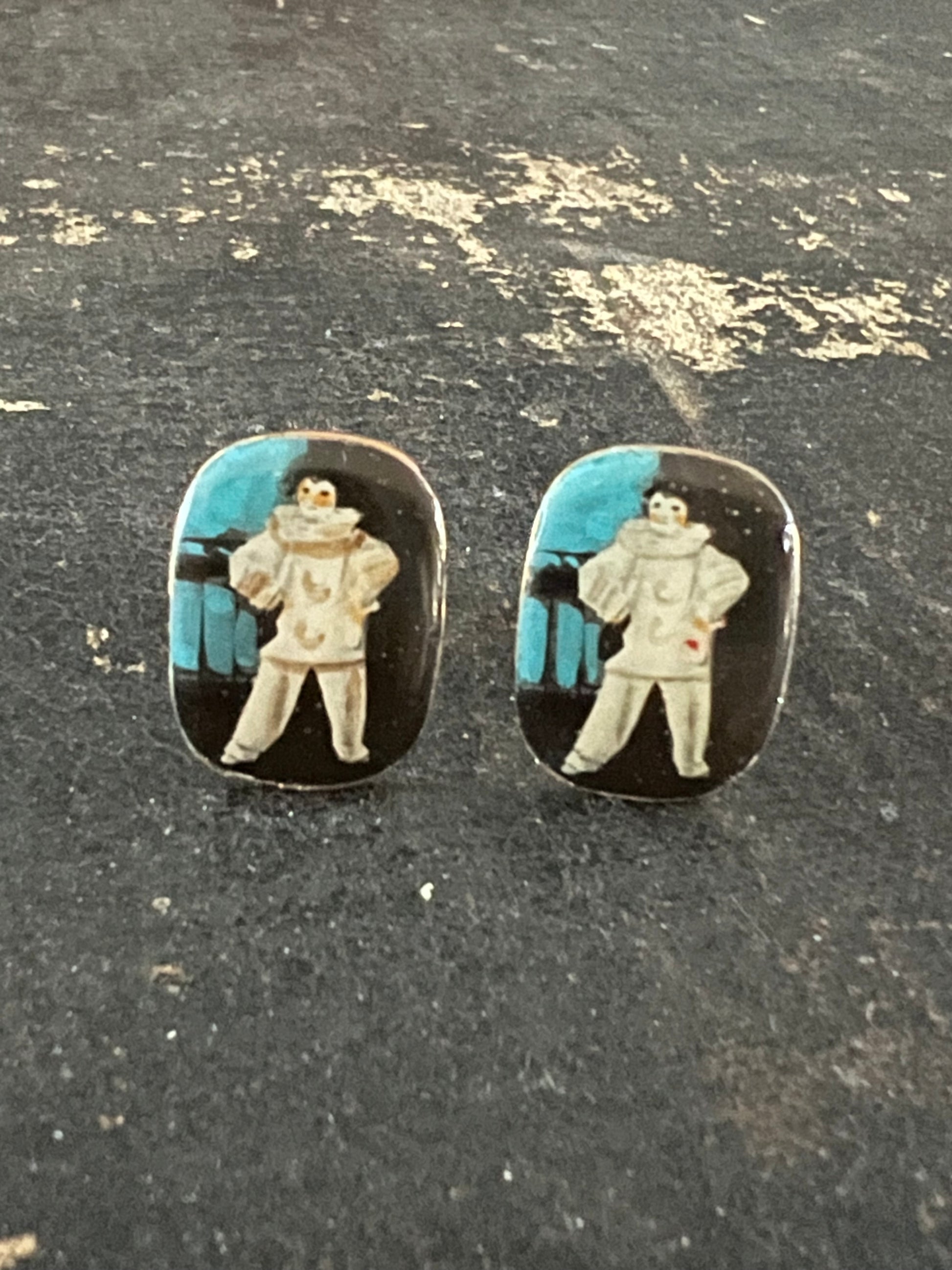 Pierrot Enamel Hand Painted Cufflinks
