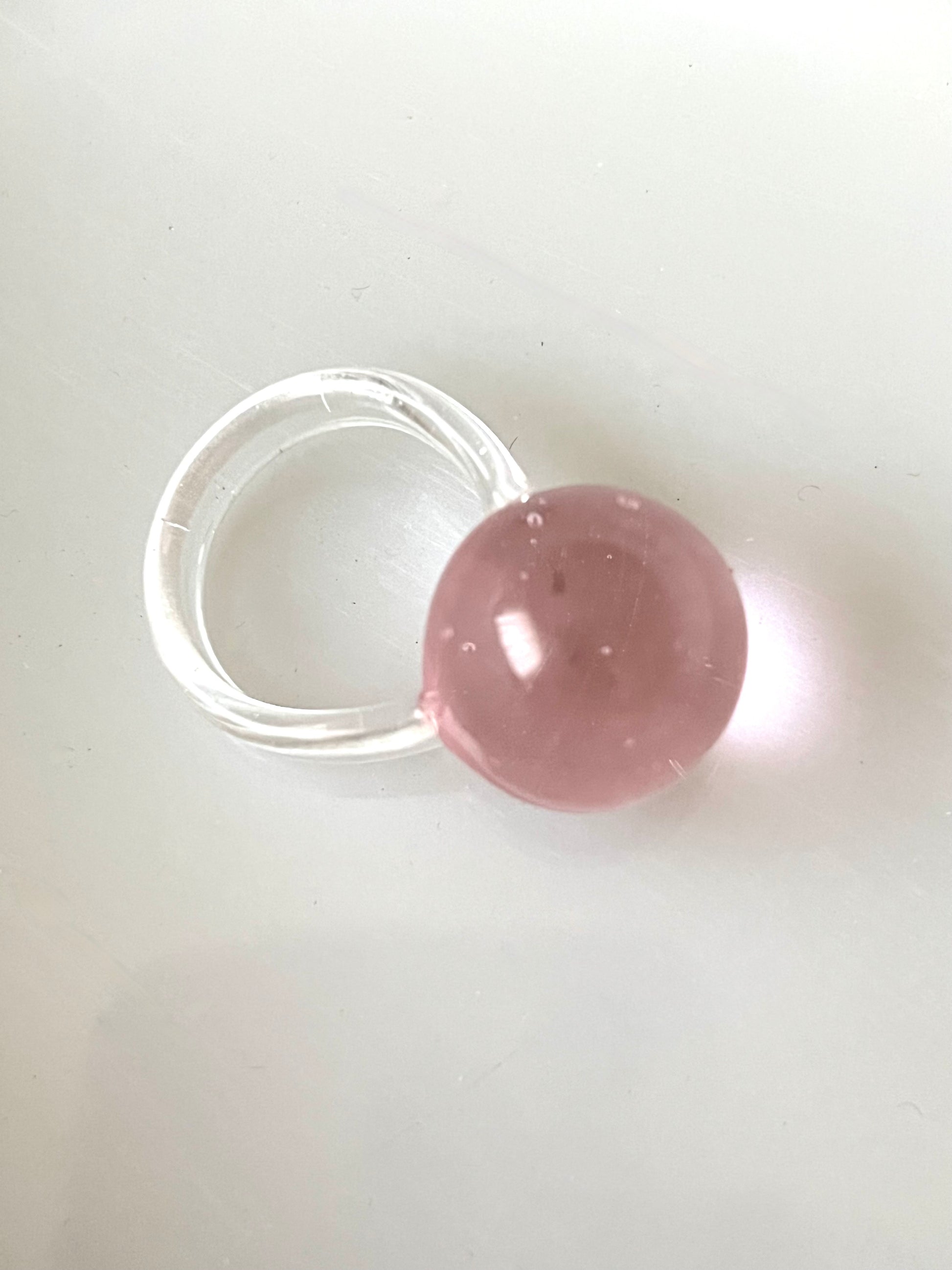 Pink Glass Bubble Ring
