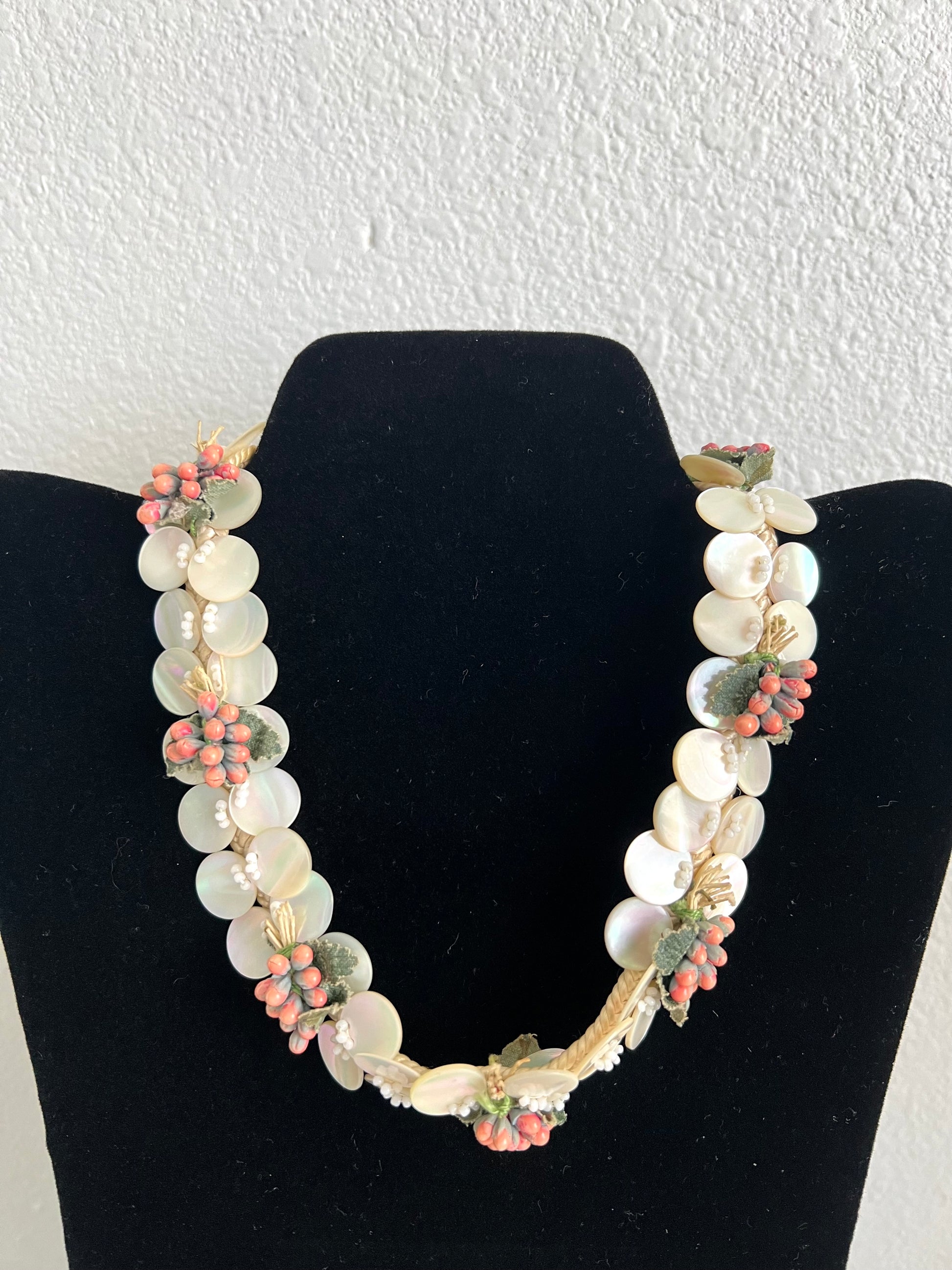 Miriam Haskell 1940s Mother of Pearl Floral Necklace 