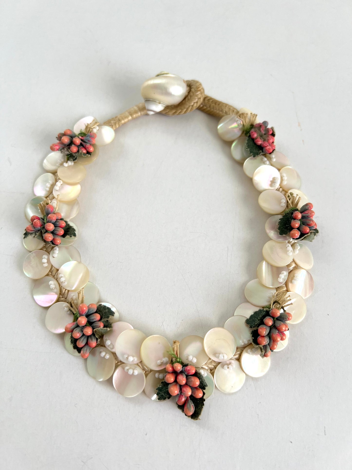 Miriam Haskell 1940s Mother of Pearl Floral Necklace 