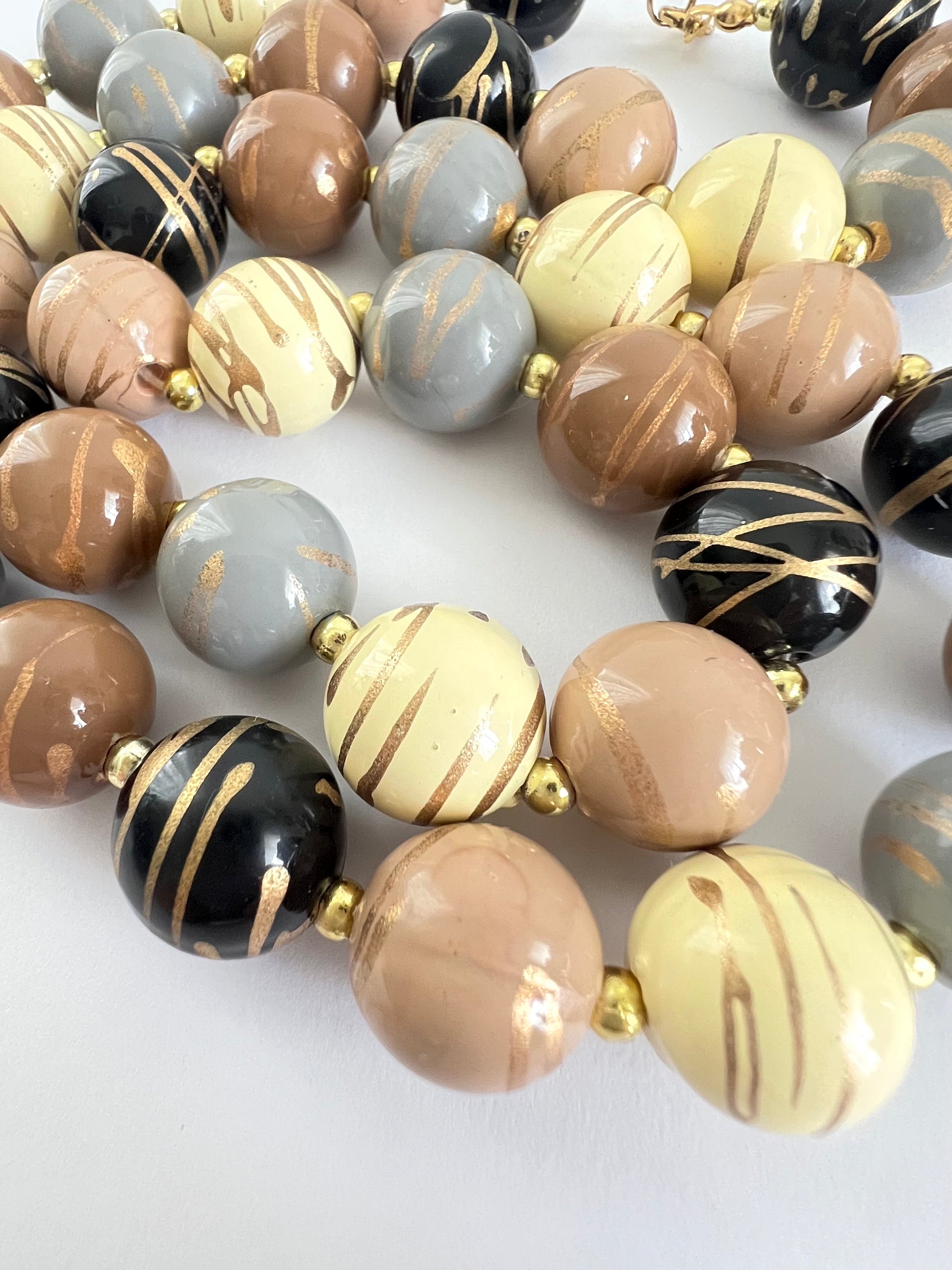 Neutral Colors Beaded Necklace w/ a Hint of Gold