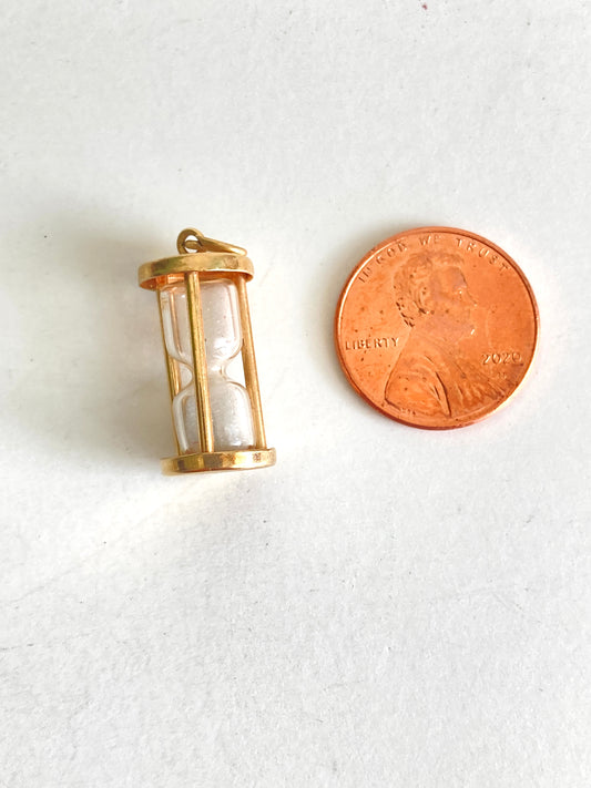 14k Gold Vintage Hourglass Charm Marked TC