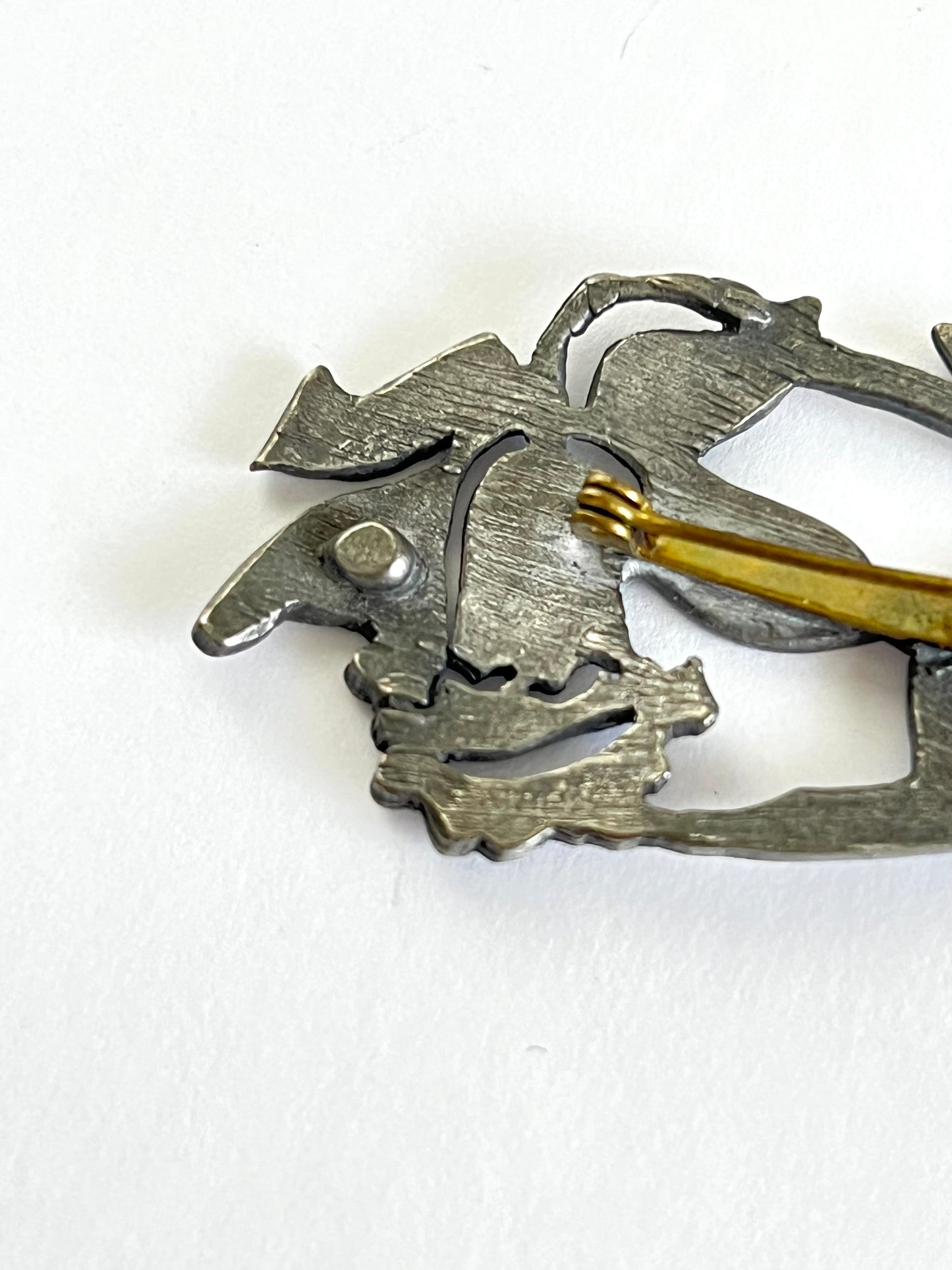 Antique Pewter Daffodil  Flower Brooch