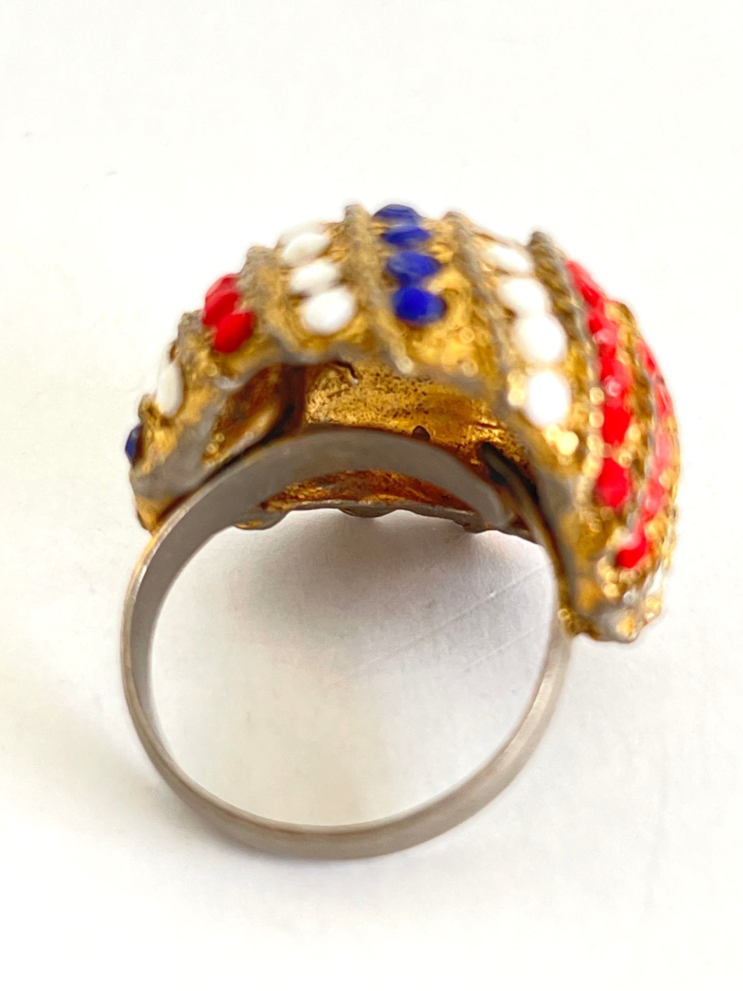 Red White and Blue Domed Cocktail Ring