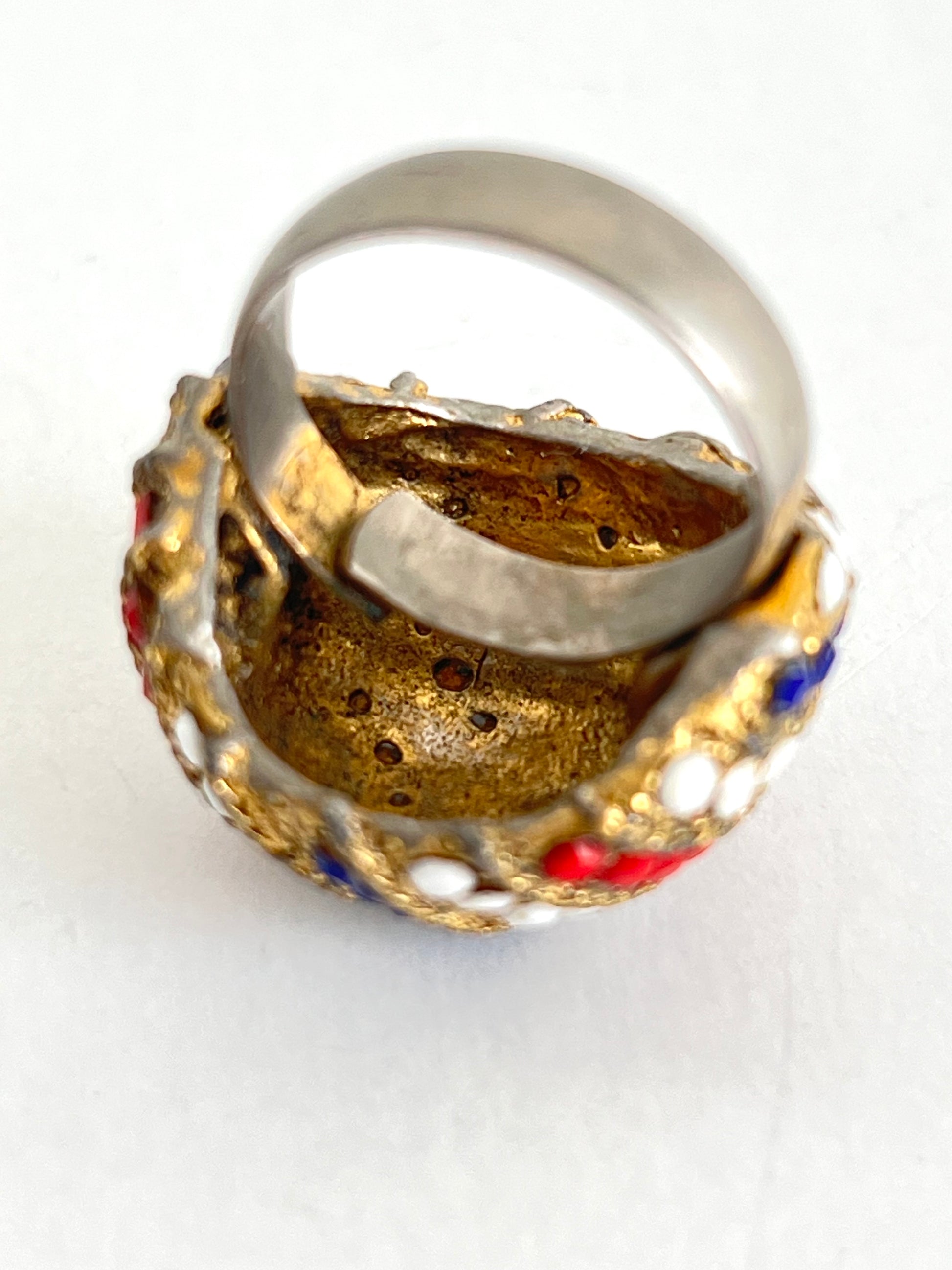 Red White and Blue Domed Cocktail Ring
