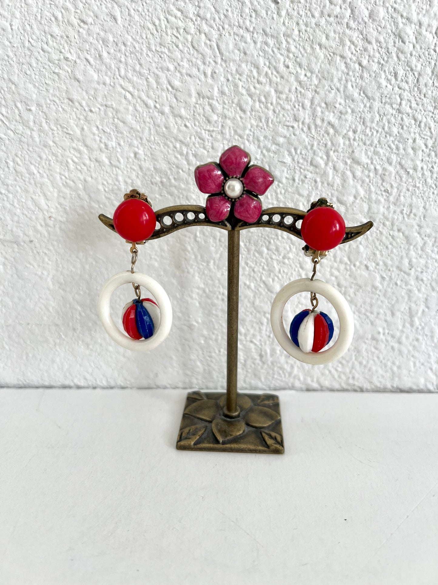 Red White and Blue Dangle Earrings 