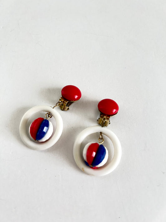 Red White and Blue Dangle Earrings 