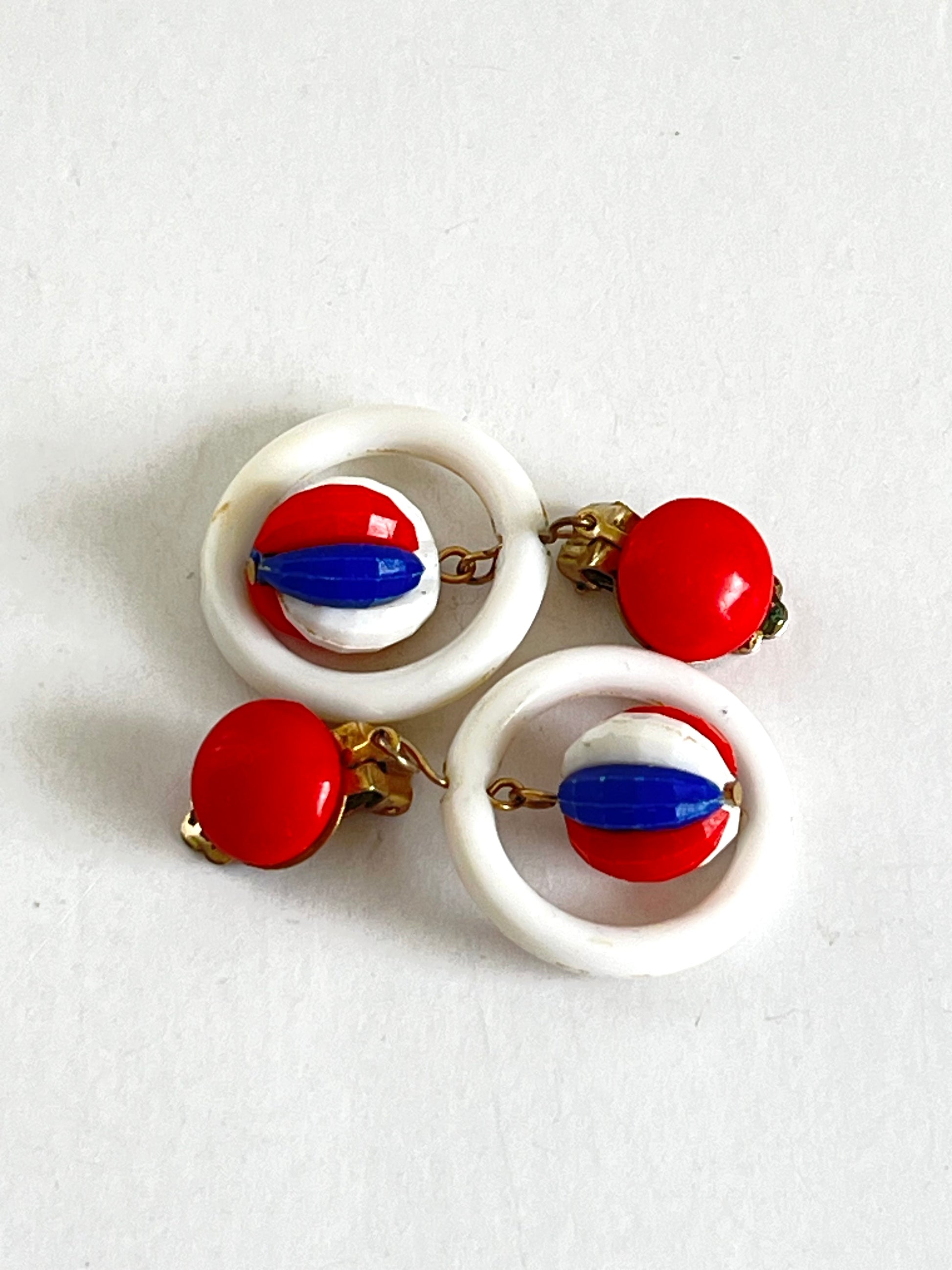 Red White and Blue Dangle Earrings 