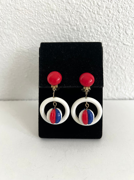 Red White and Blue Dangle Earrings 