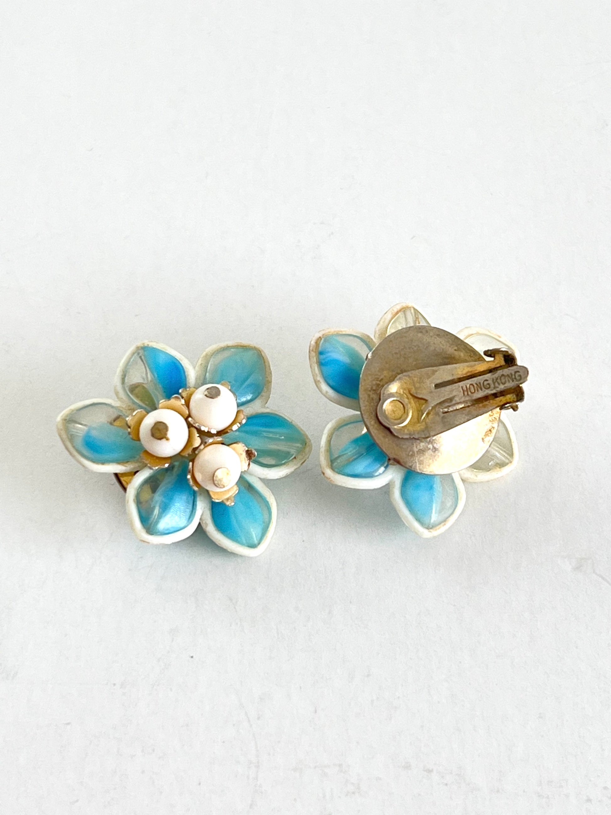 Blue and White Flower Earrings Hong Kong
