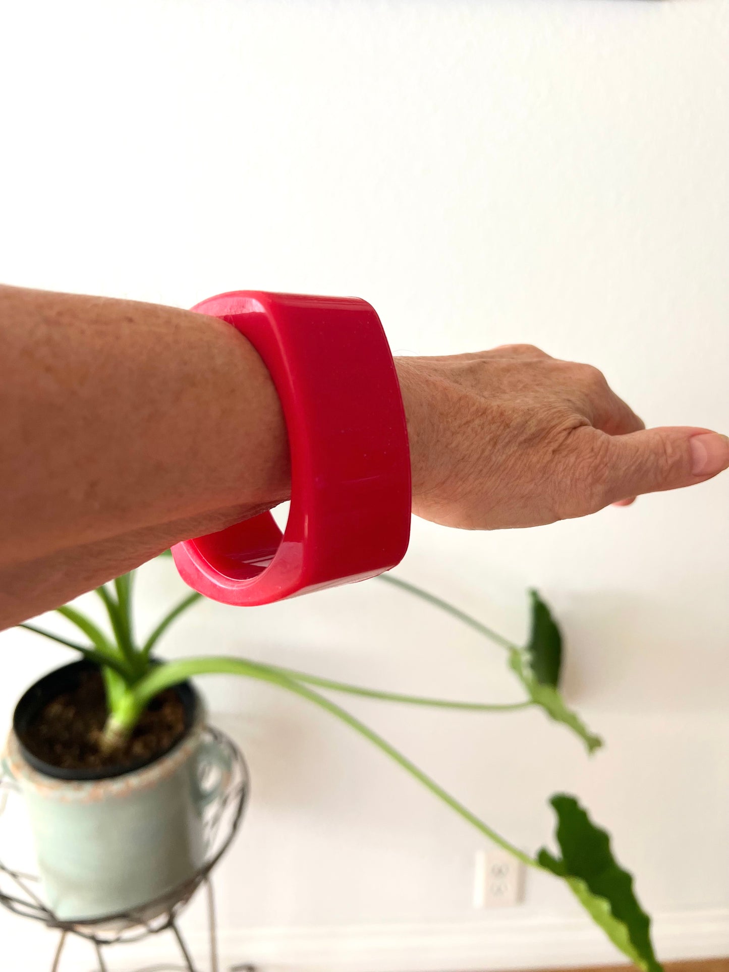 Chunky Wide Silicone Bangle in Red