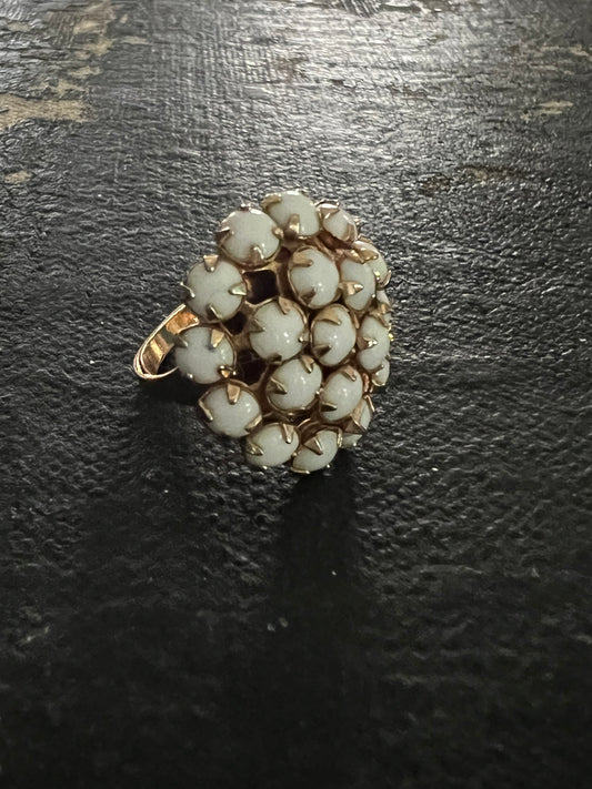 Milk Glass Cluster Cocktail Ring