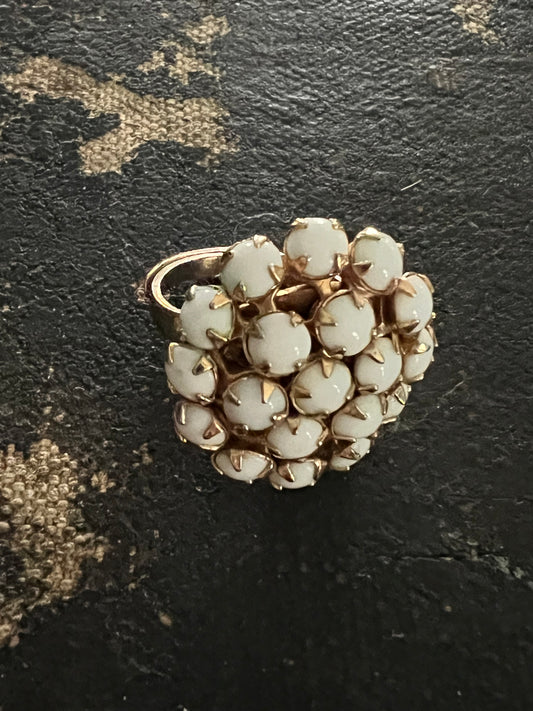 Milk Glass Cluster Cocktail Ring