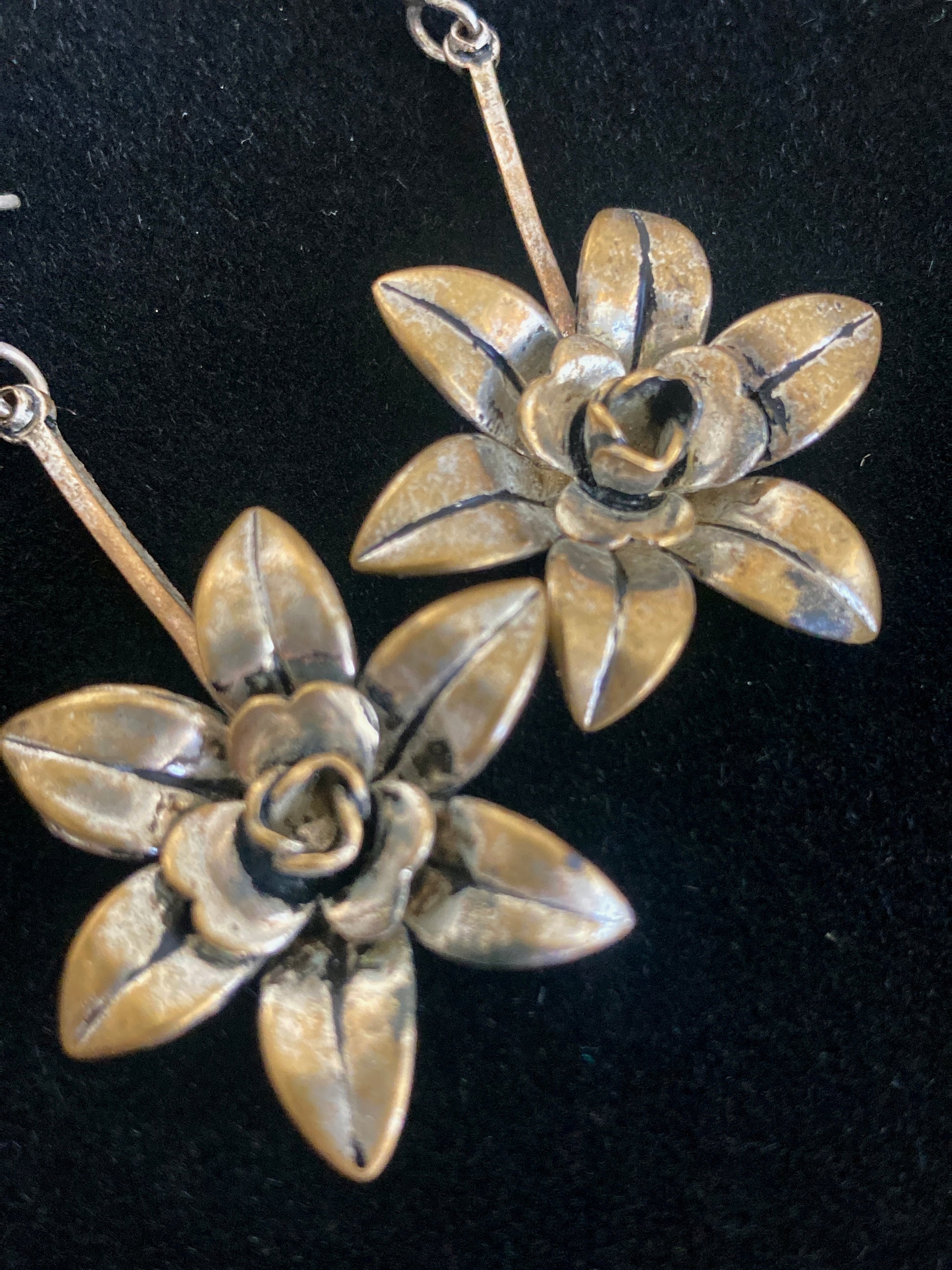 Vintage Sterling Silver Flower Dangle Earrings