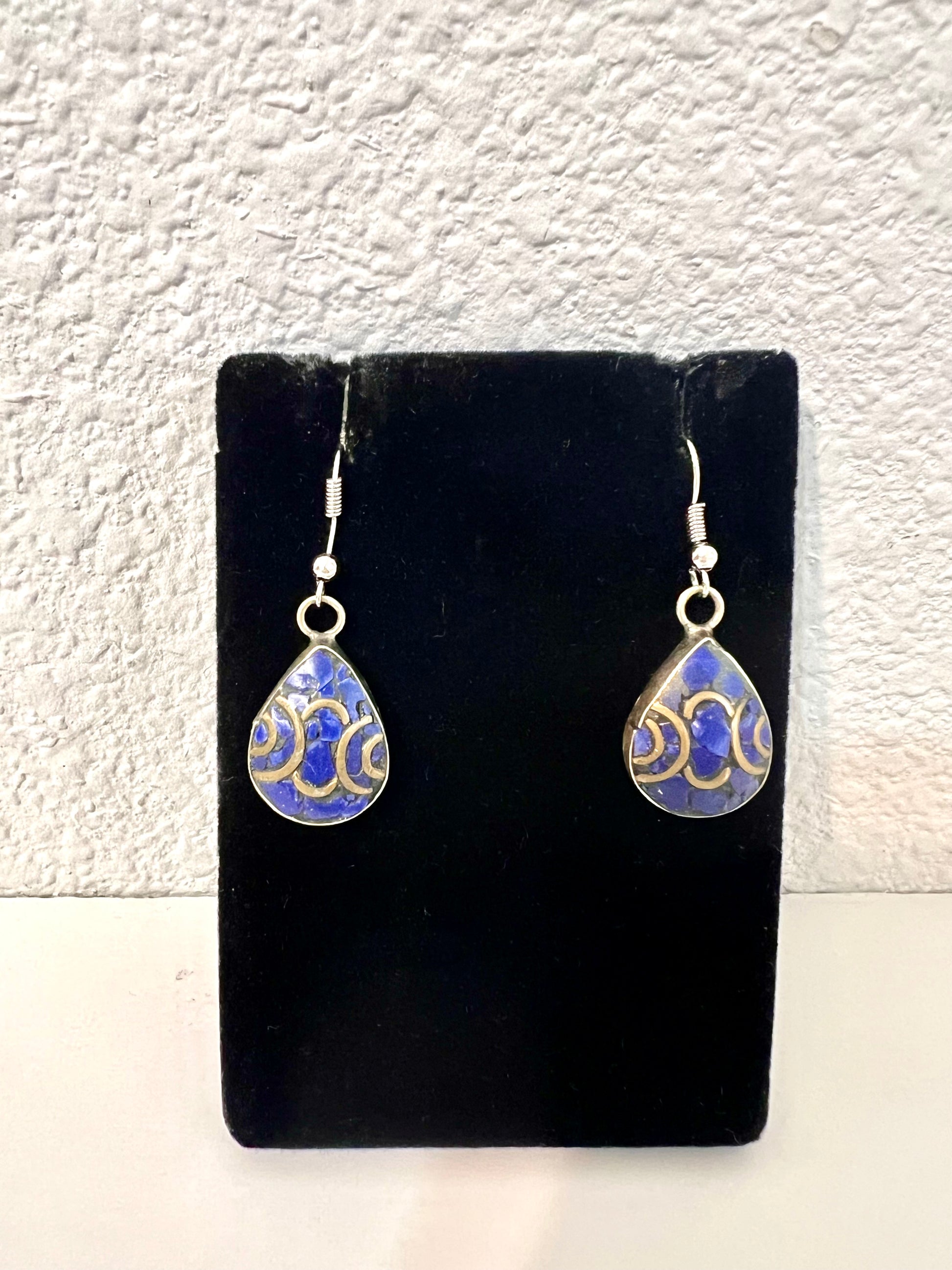Lapis Lazuli Tibetan Silver Teardrop Earrings