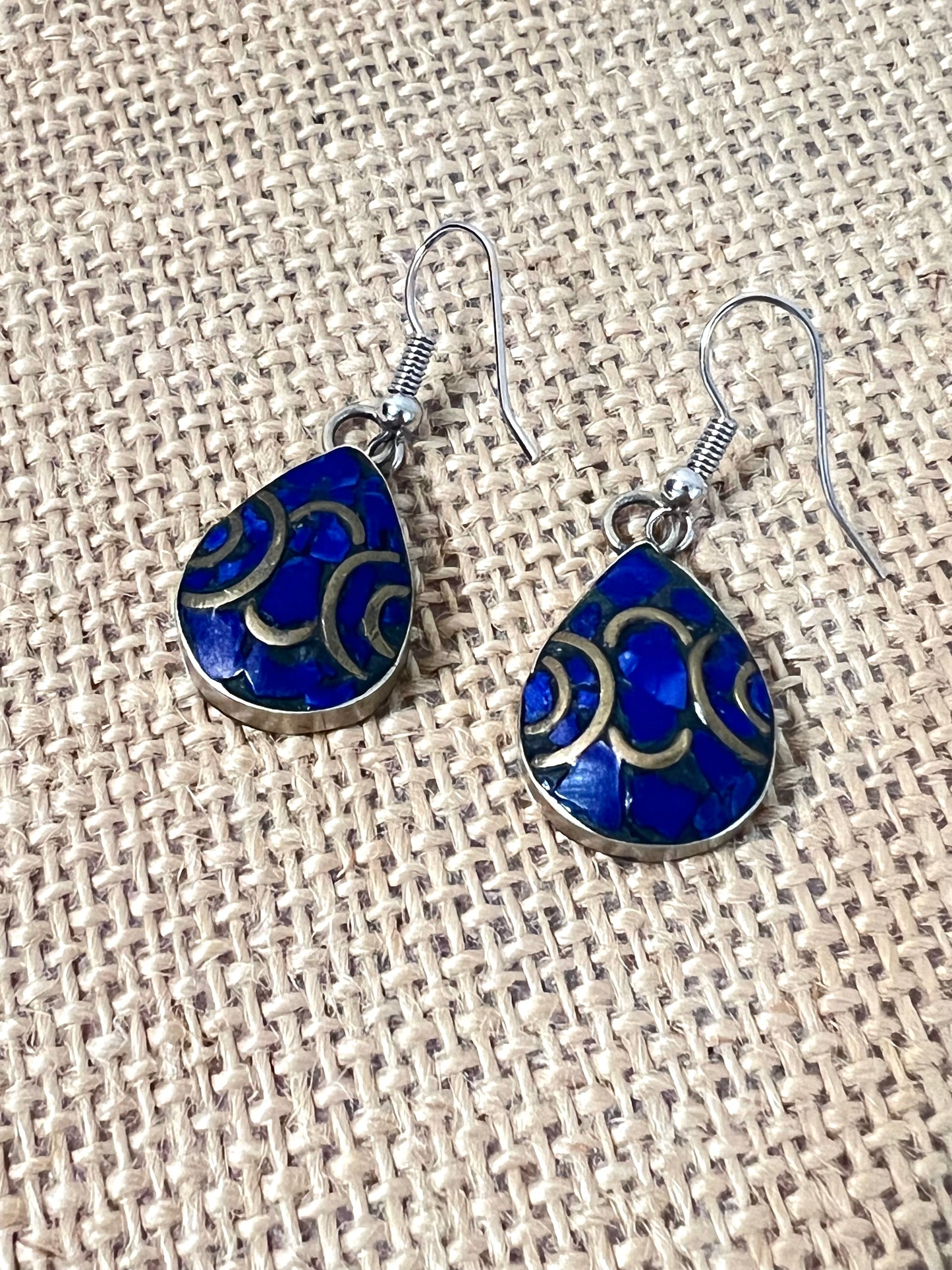Lapis Lazuli Tibetan Silver Teardrop Earrings