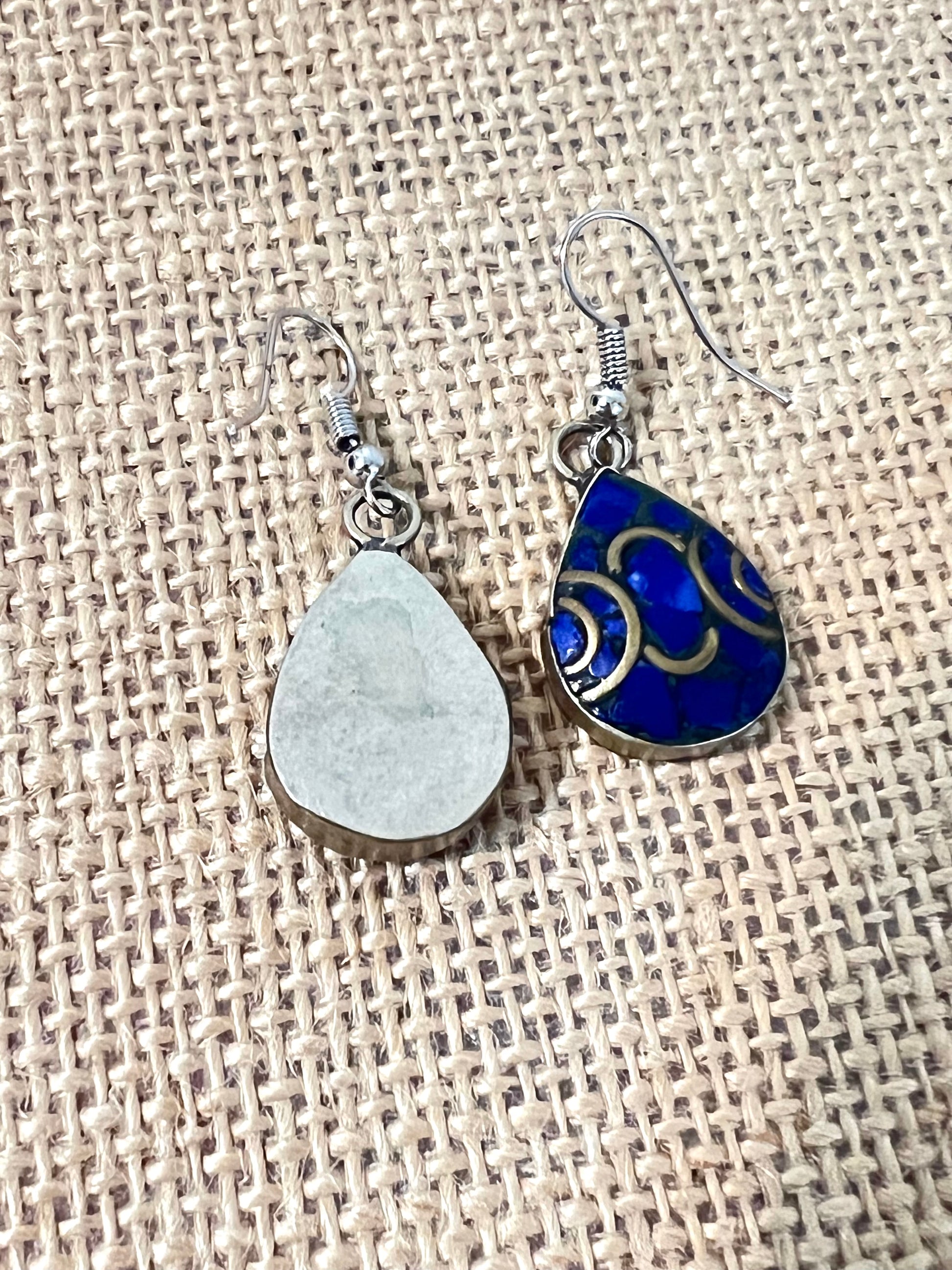 Lapis Lazuli Tibetan Silver Teardrop Earrings