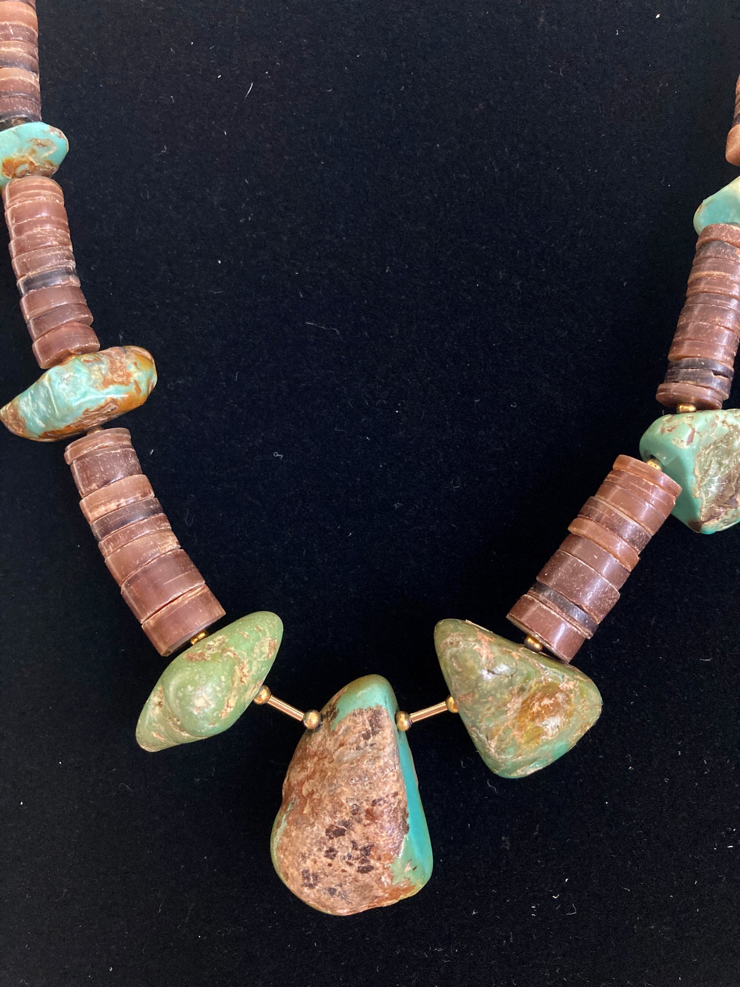 Raw Chunky Turquoise & Heishi Bead Necklace