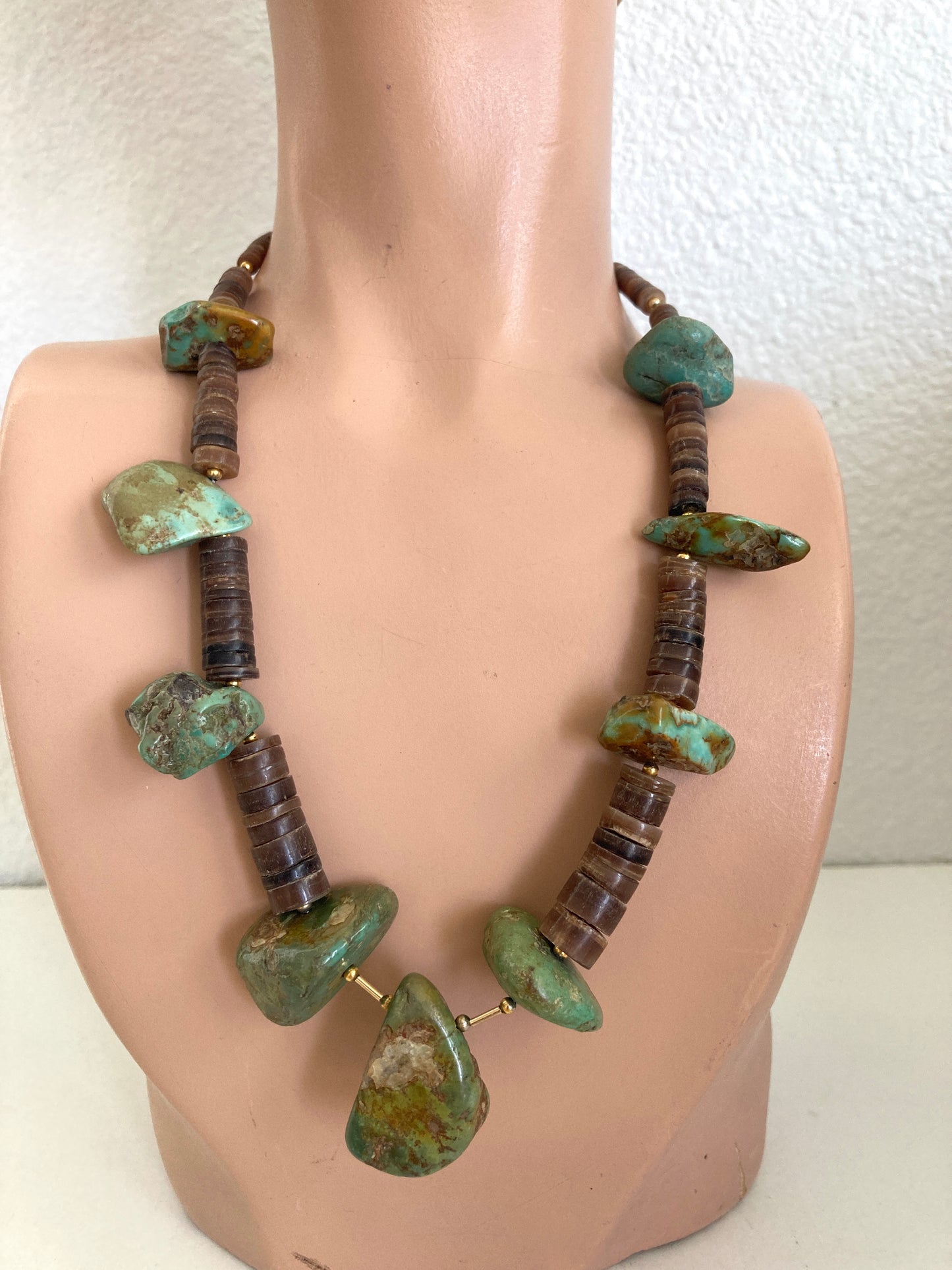 Raw Chunky Turquoise & Heishi Bead Necklace