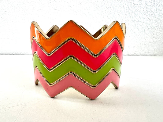 Zig Zag Chevron Bangle Stack of 4 Bangle Bracelets Bright Colors