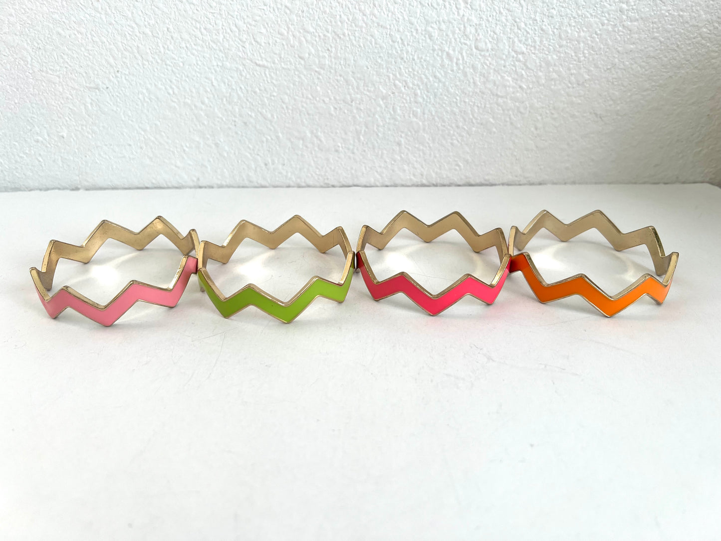 Zig Zag Chevron Bangle Stack of 4 Bangle Bracelets Bright Colors