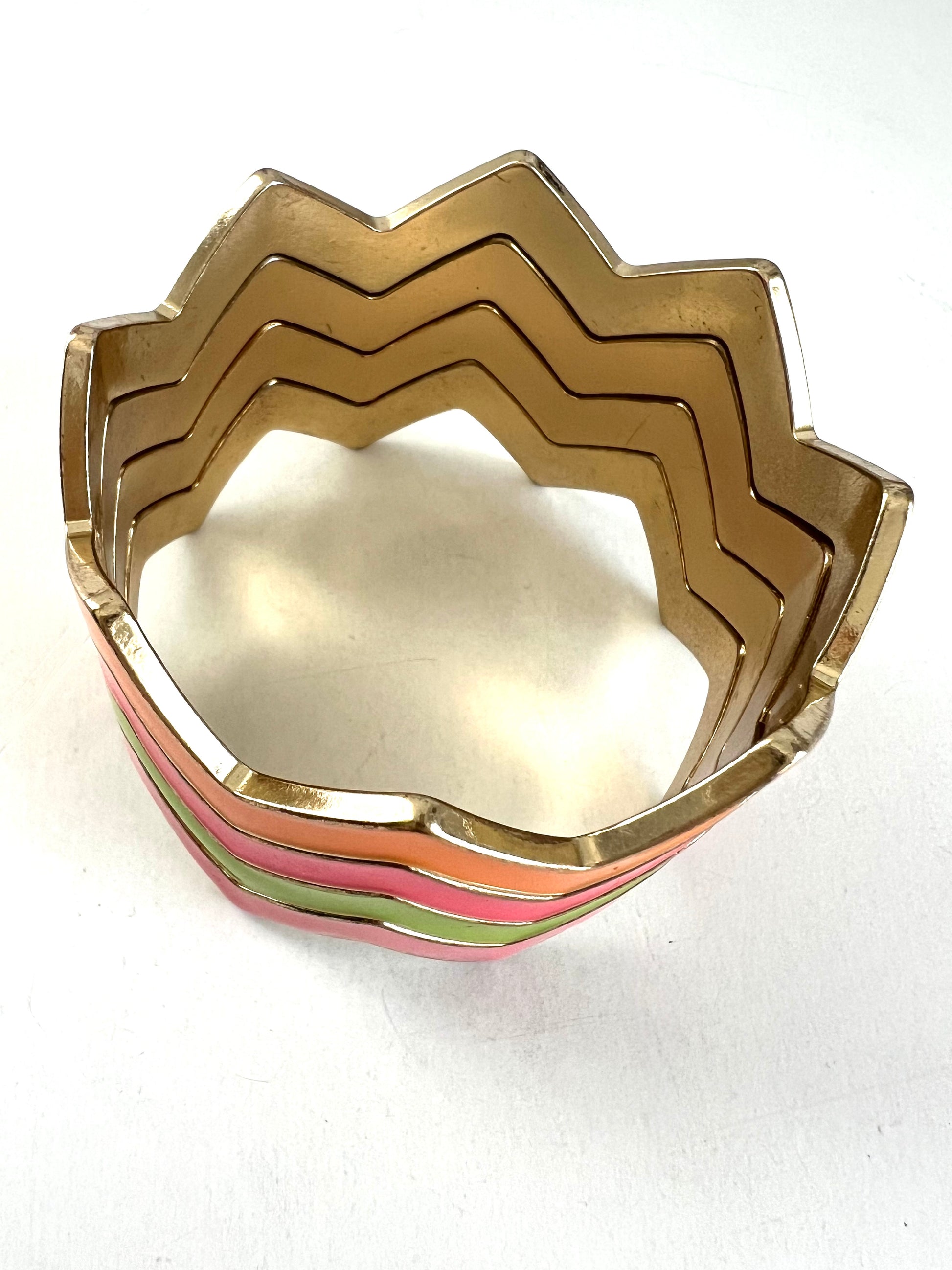 Zig Zag Chevron Bangle Stack of 4 Bangle Bracelets Bright Colors
