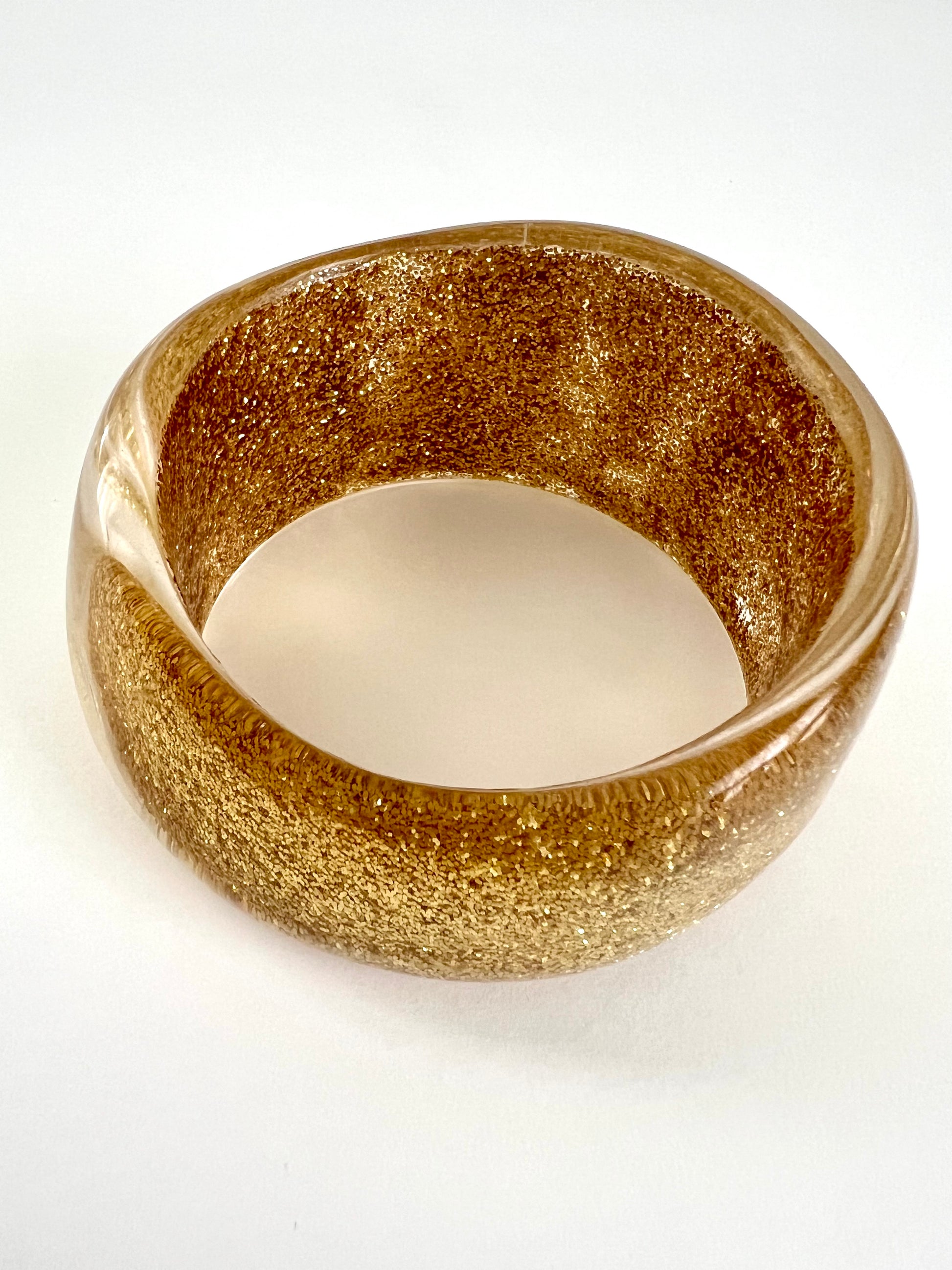 Chunky Gold Glitter Asymmetrical Lucite Bangle