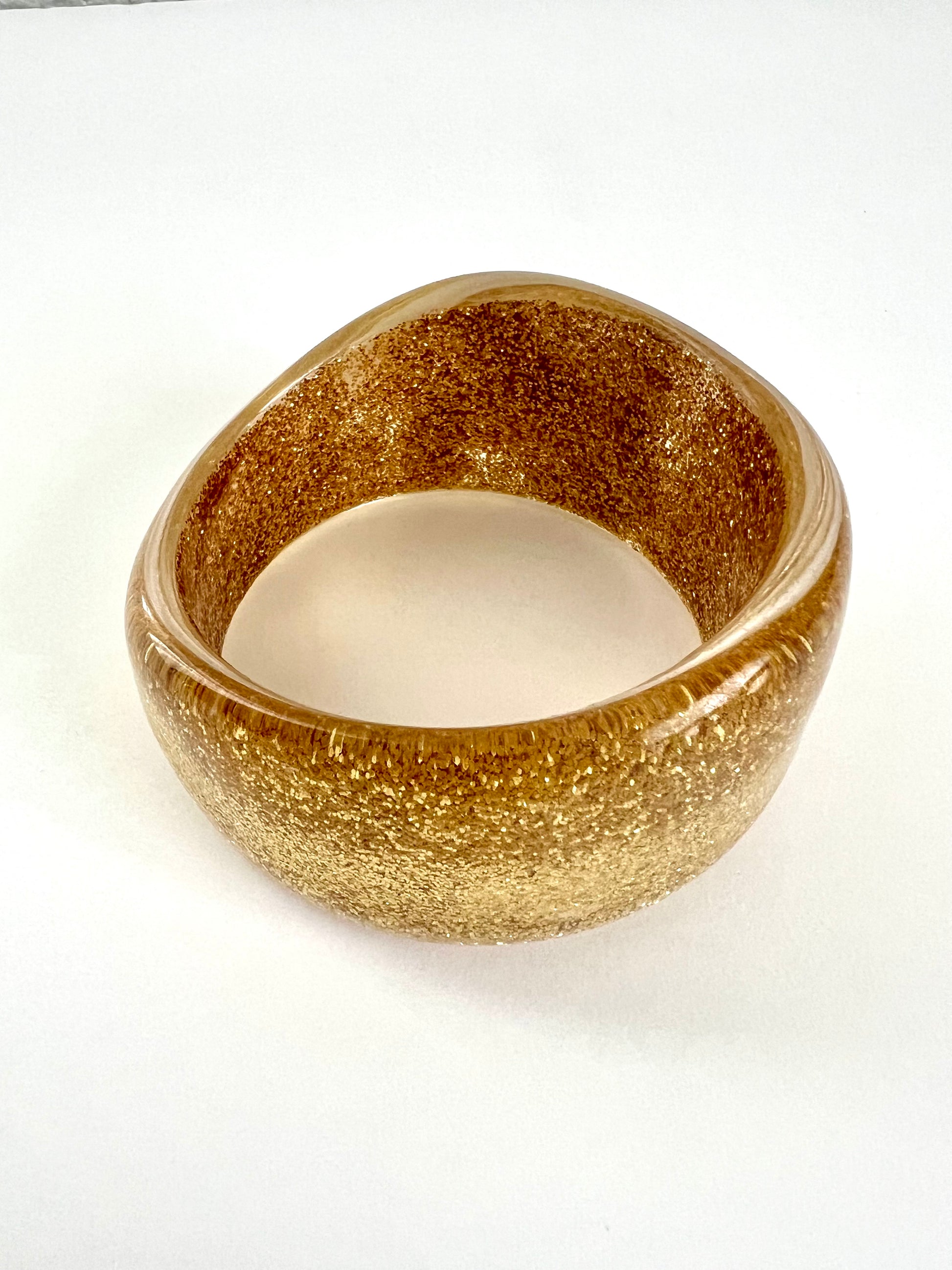 Chunky Gold Glitter Asymmetrical Lucite Bangle