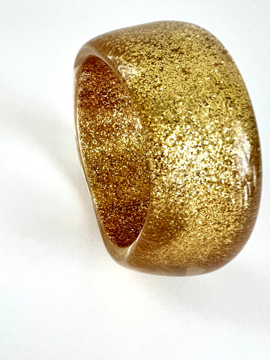 Chunky Gold Glitter Asymmetrical Lucite Bangle