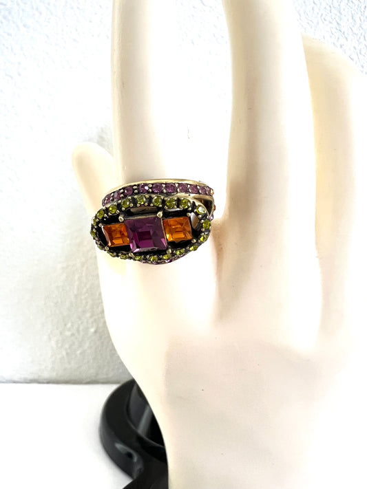Heidi Daus Cocktail Ring Amethyst, Amber, & Lime